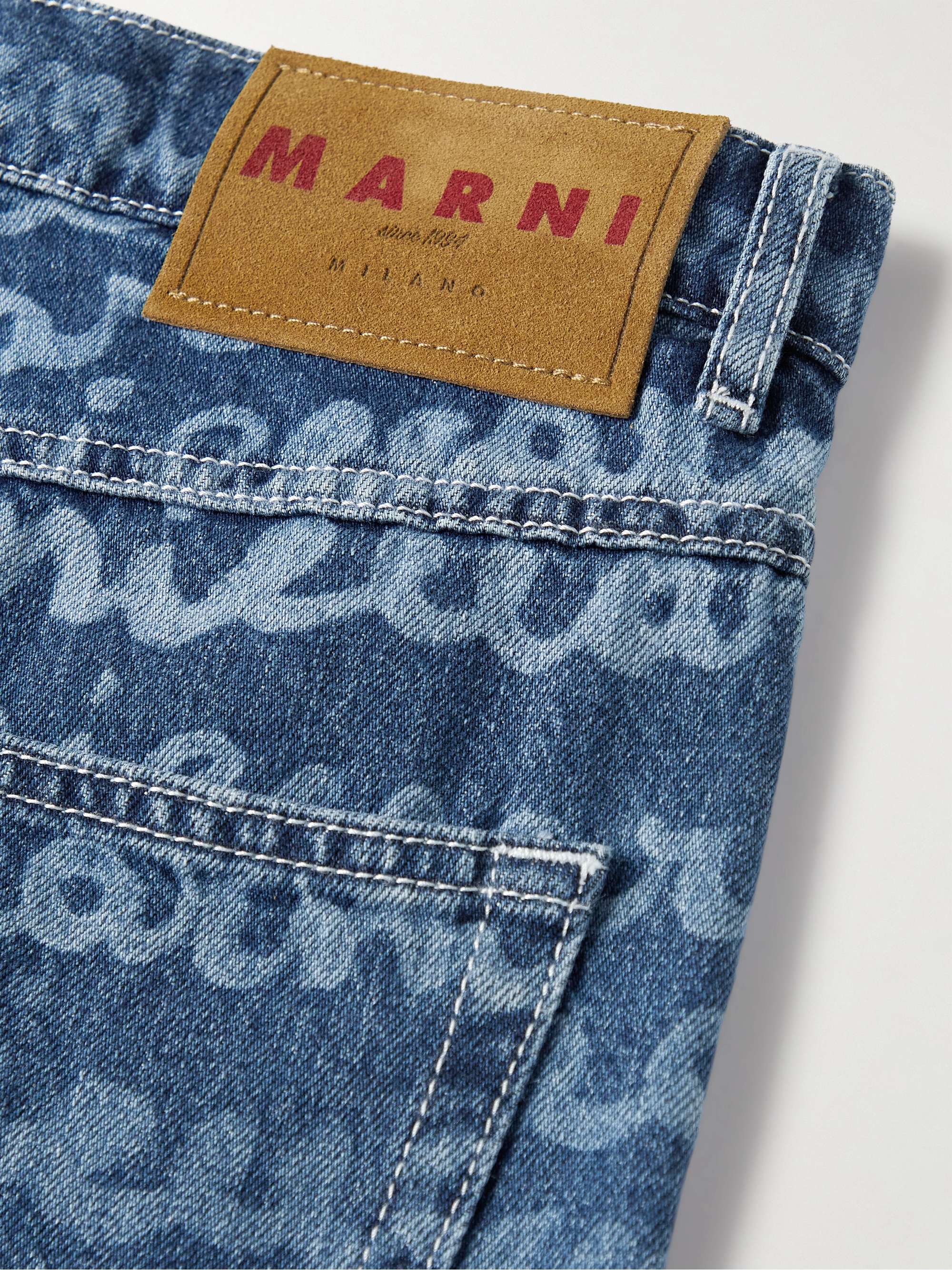 MARNI Straight-Leg Logo-Detailed Bleached Jeans