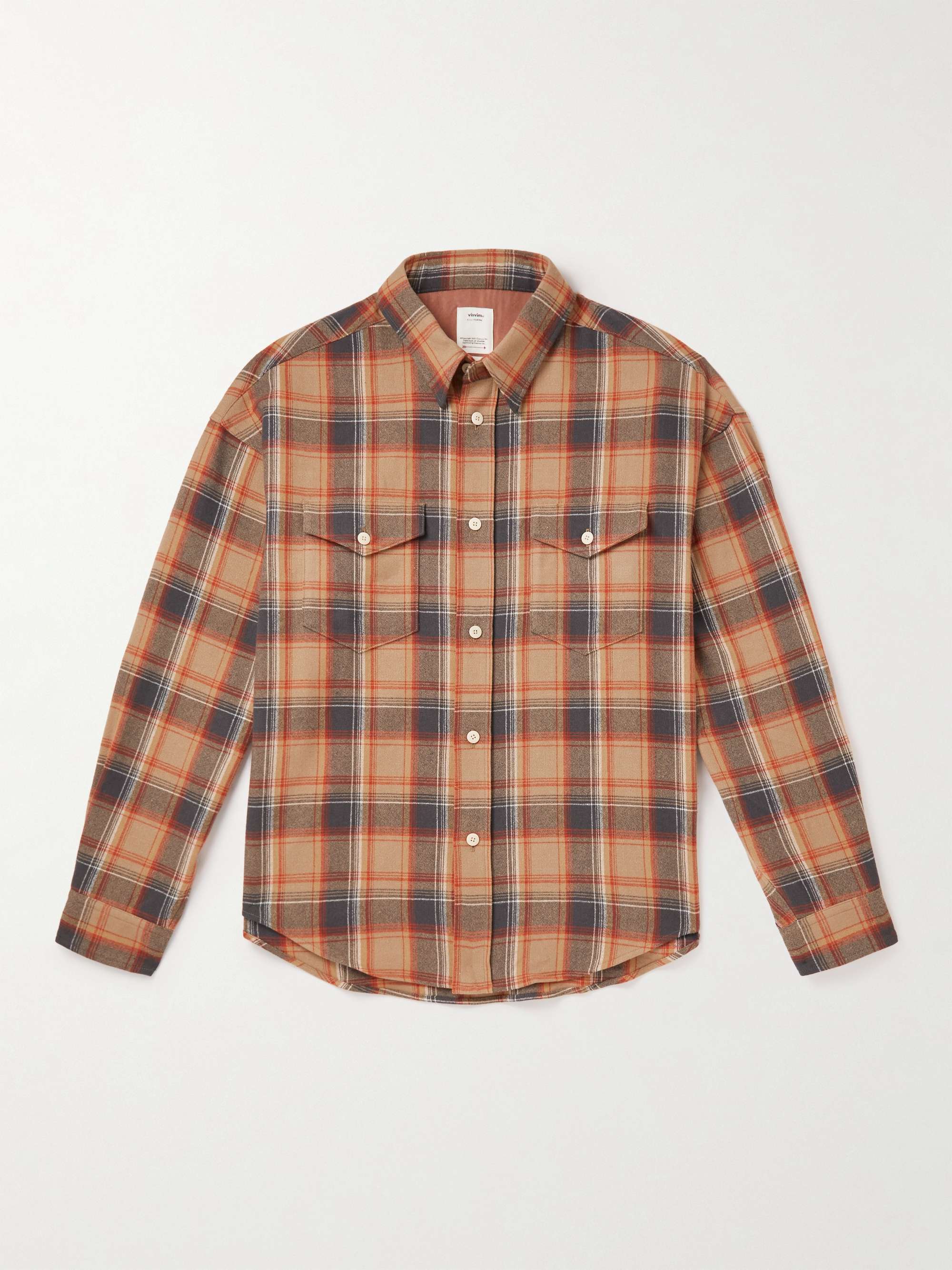 VISVIM Frontier Checked Wool and Linen-Blend Flannel Shirt for Men | MR ...