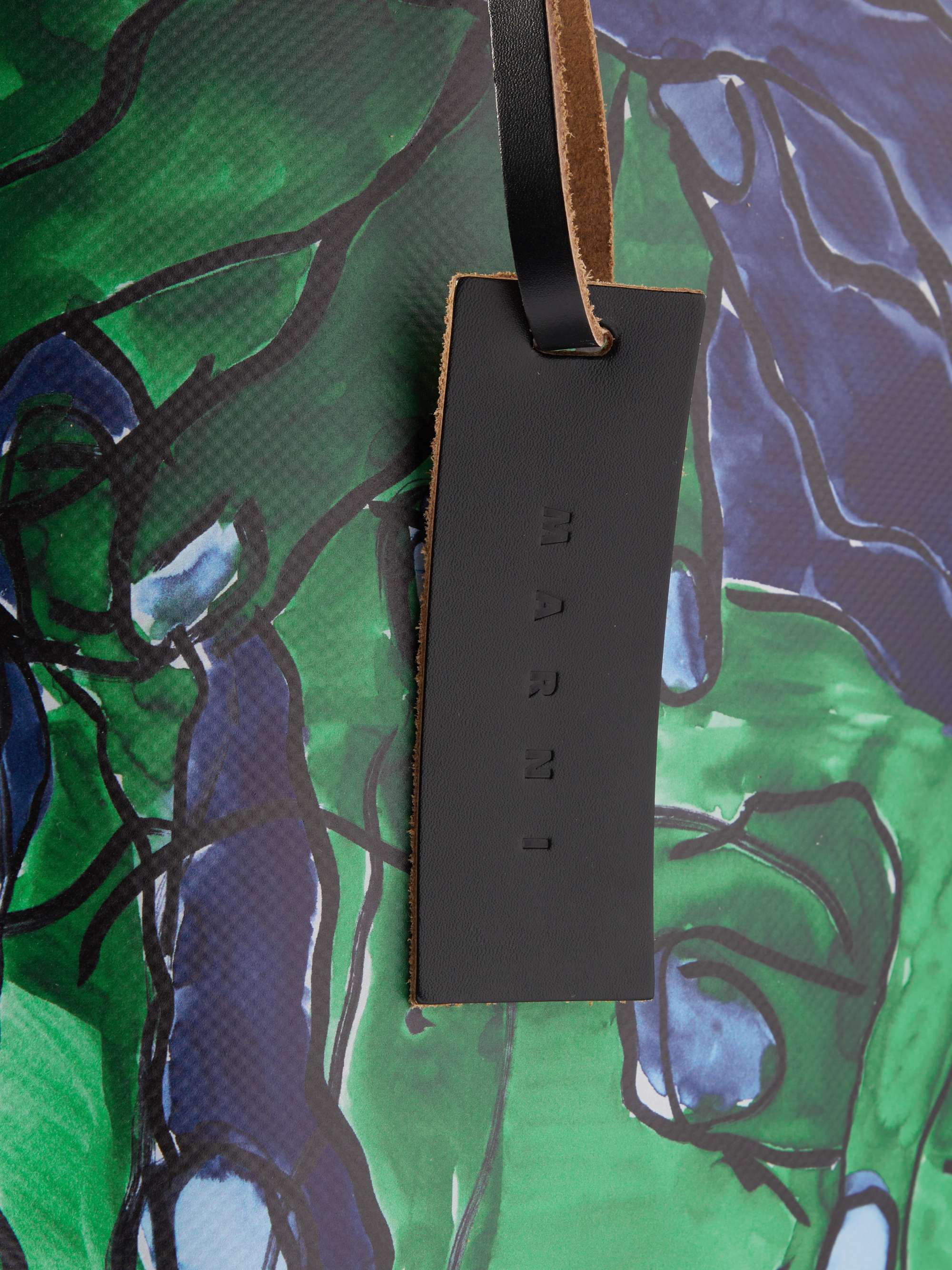 MARNI North/South Leather-Trimmed Printed Shell Tote Bag