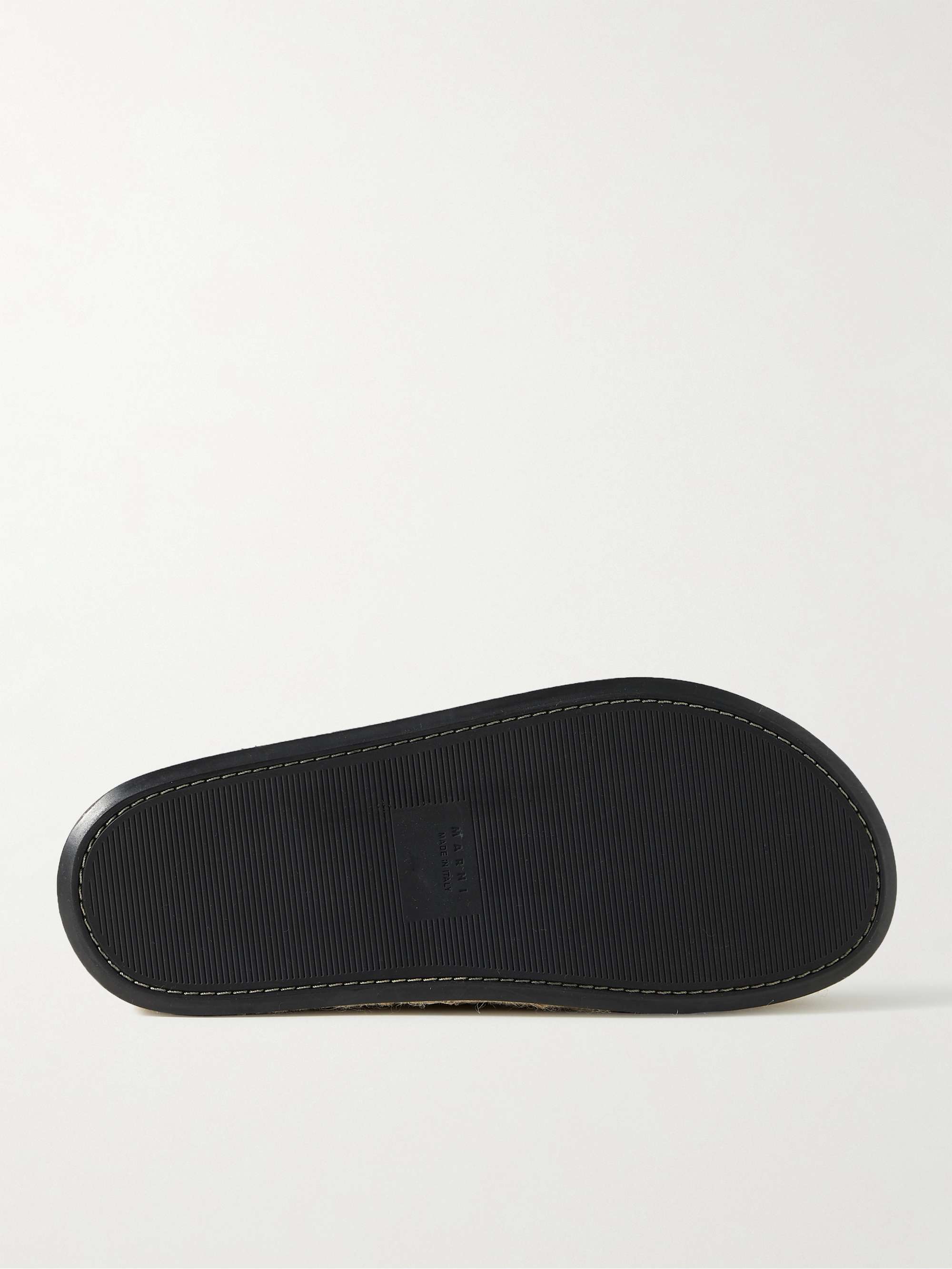 MARNI Fussbett Leather-Trimmed Logo-Embroidered Faux Raffia Mules
