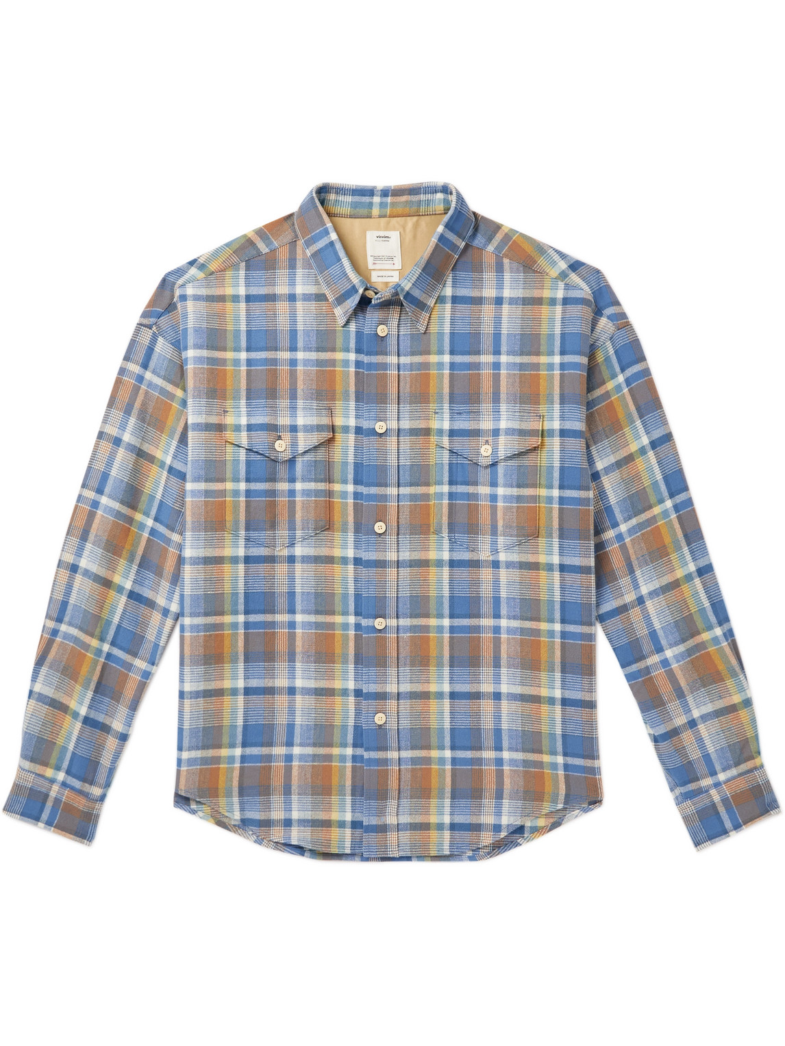 Visvim Frontier Checked Wool And Linen-blend Flannel Shirt In Blue