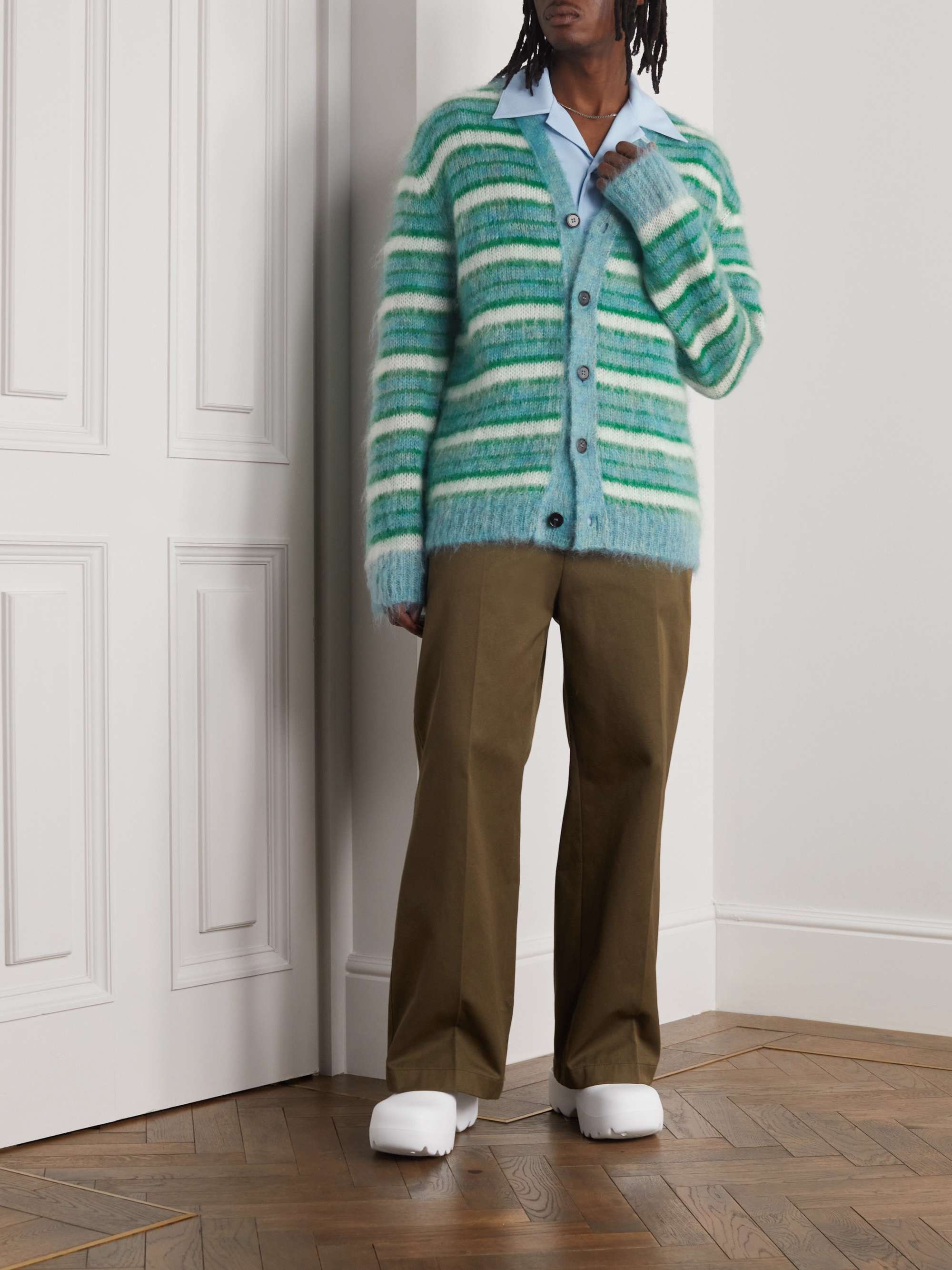 Men's solid color striped on sale pleated paneled cardigan sweater jacket