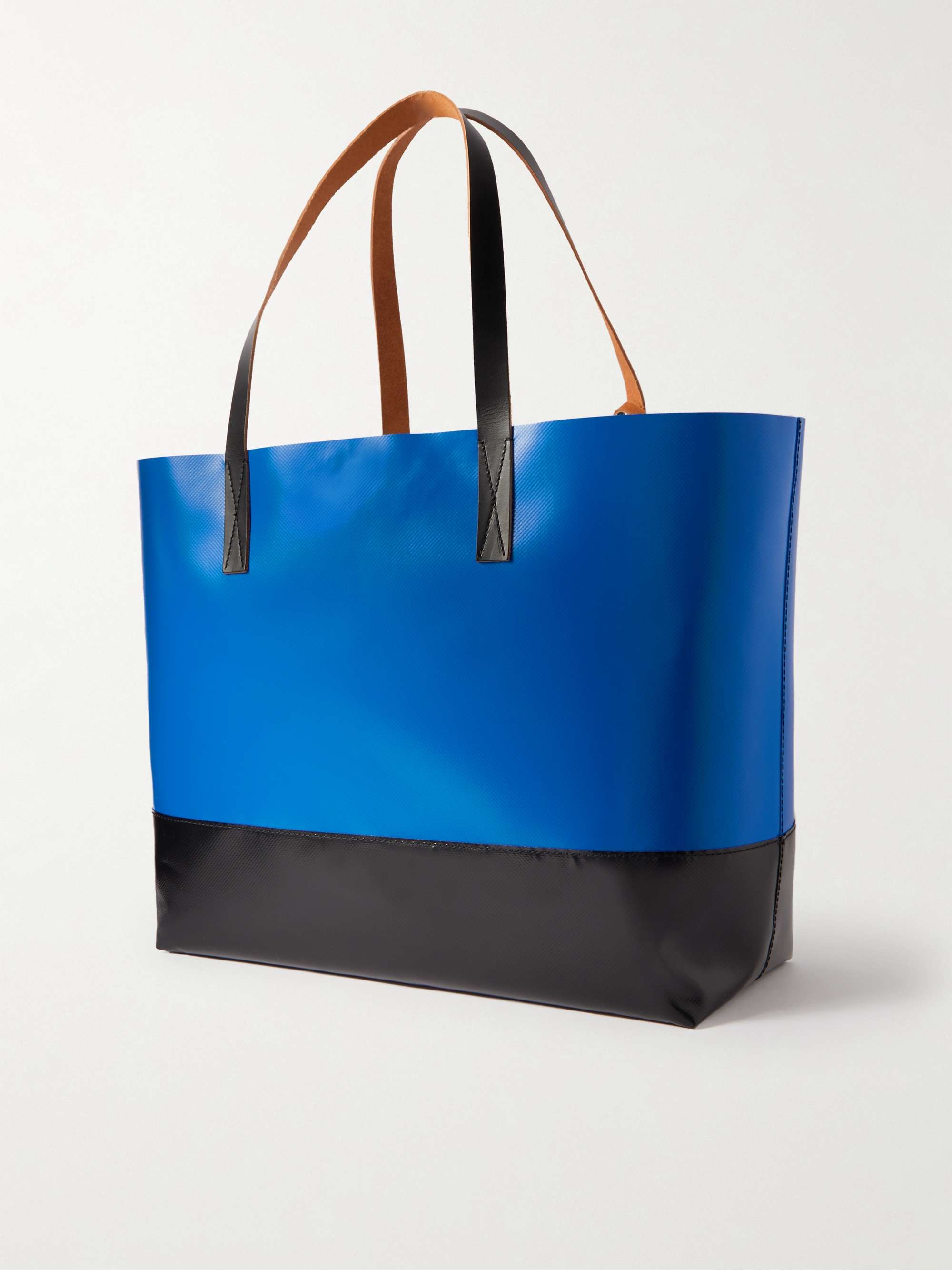 MARNI East/West Colour-Block Leather-Trimmed Shell Tote Bag