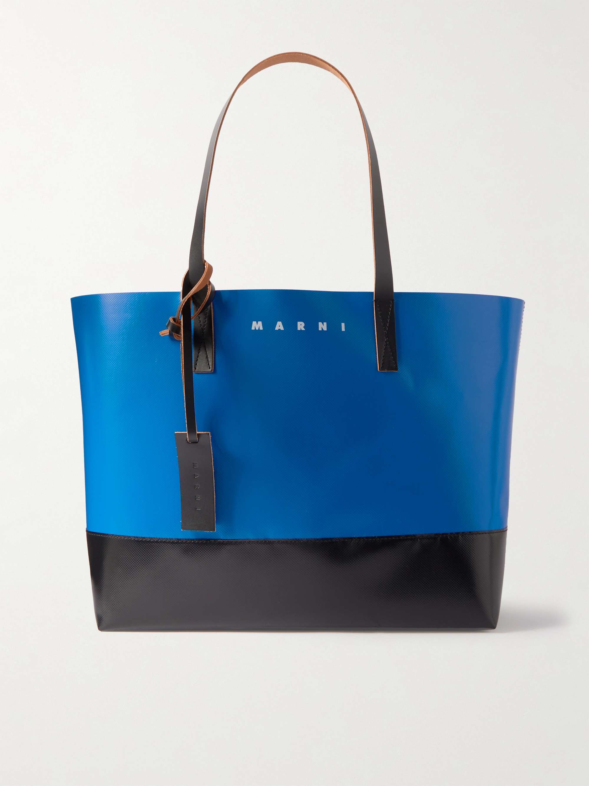 MARNI East/West Colour-Block Leather-Trimmed Shell Tote Bag