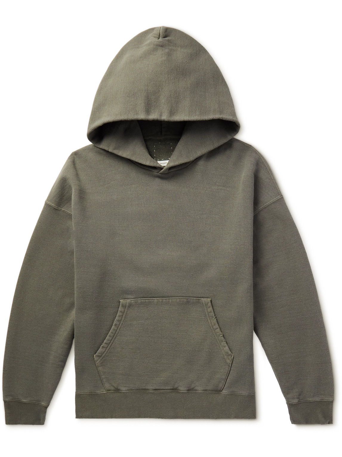 Visvim Distressed Garment-dyed Cotton-jersey Hoodie In Gray