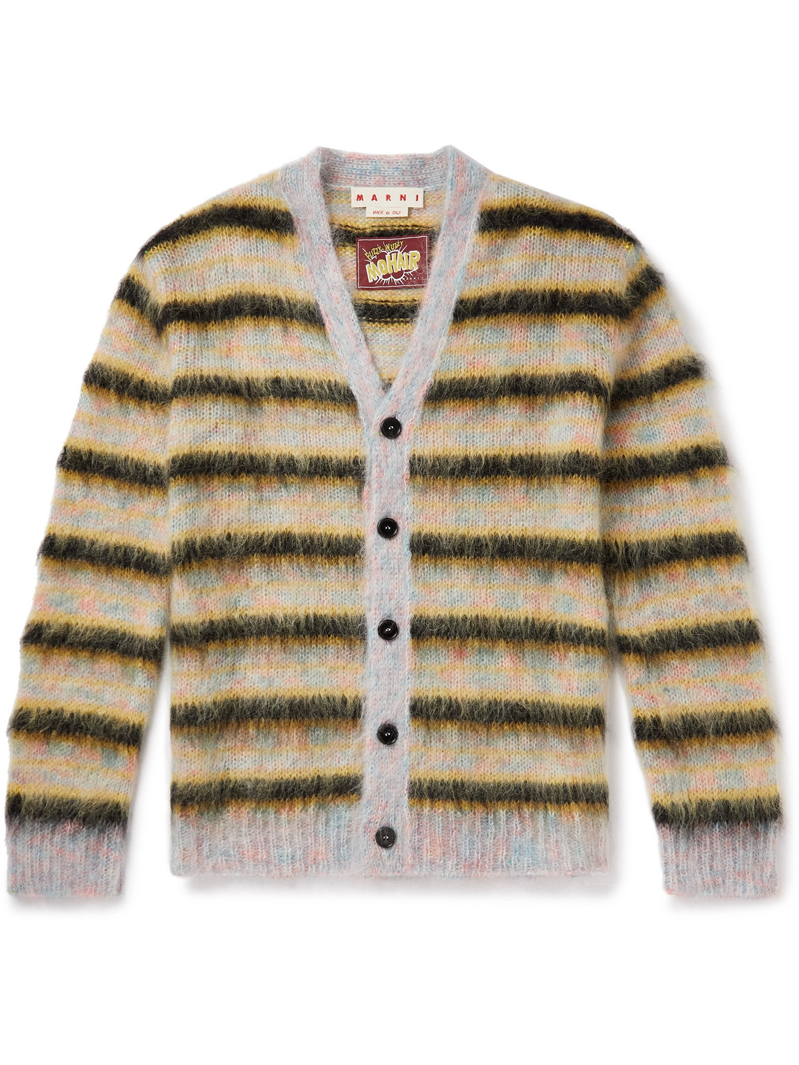 Marni Striped Mohair-blend Cardigan In Multi