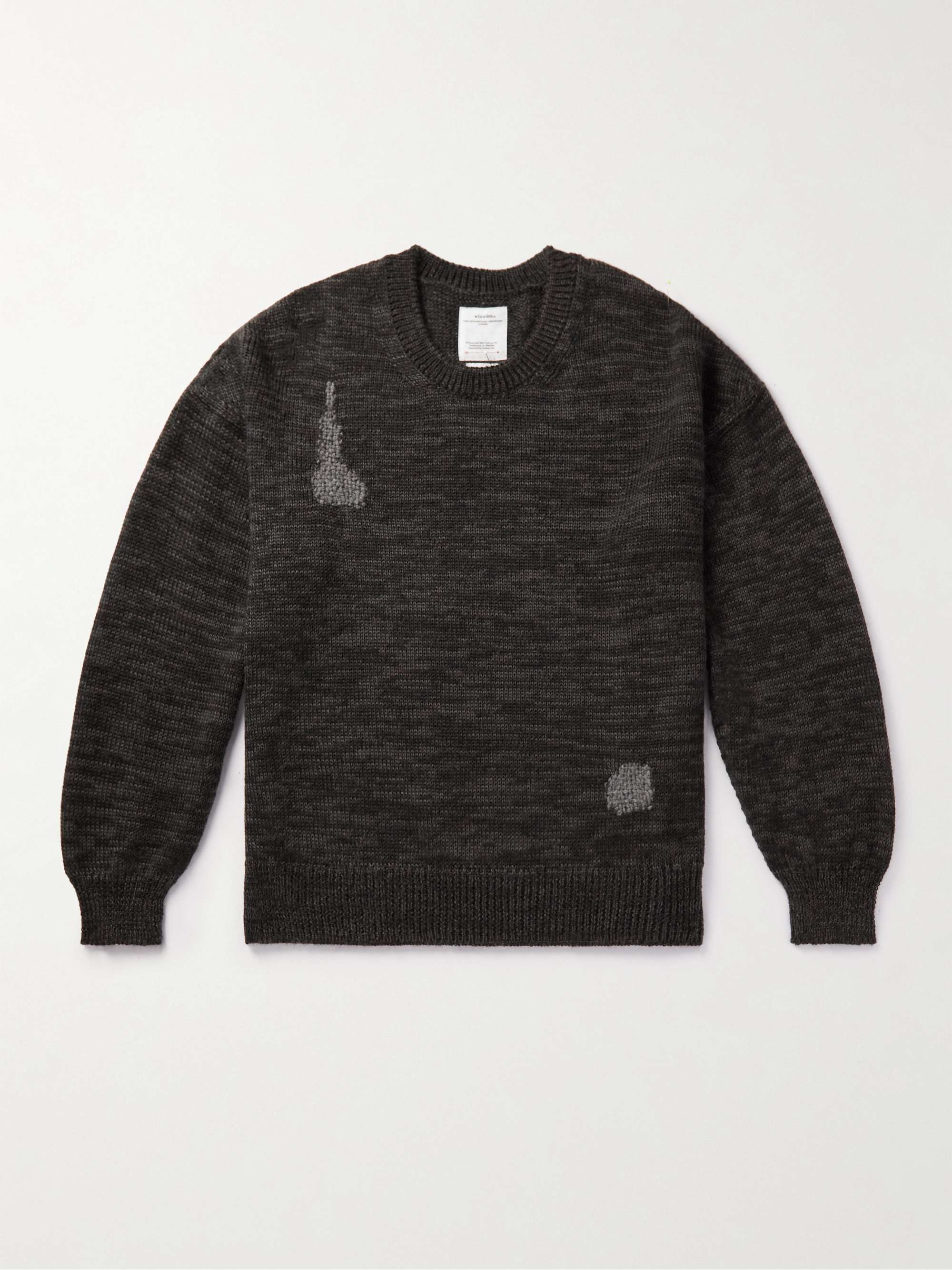 VISVIM Distressed Embroidered Mohair and Linen-Blend Sweater