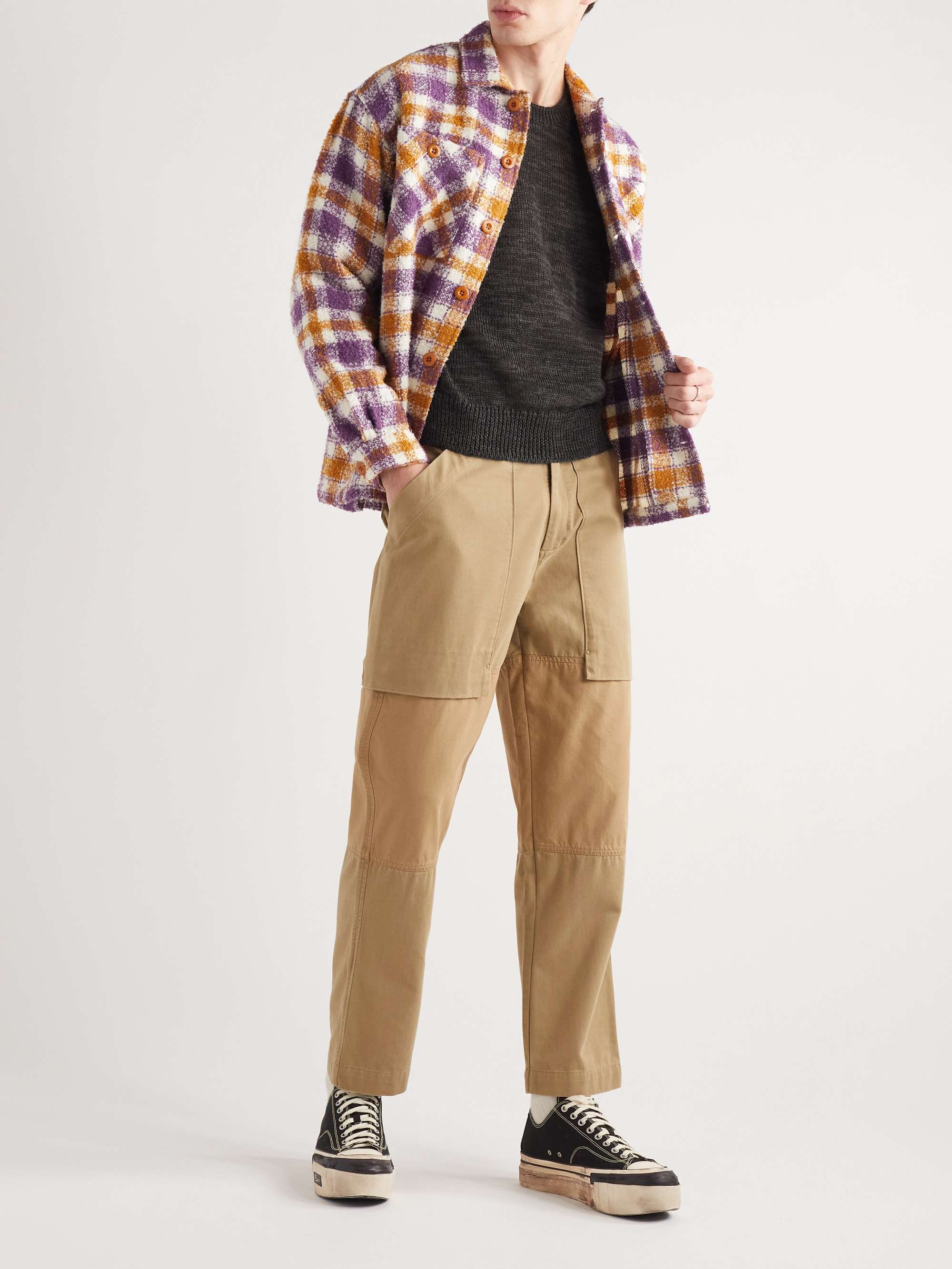 VISVIM Distressed Embroidered Mohair and Linen-Blend Sweater