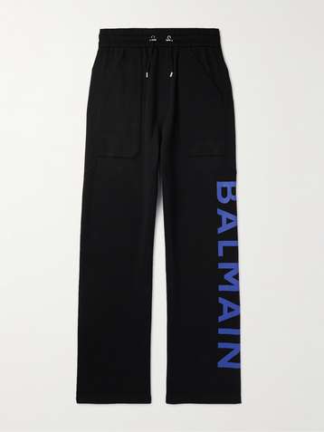 Balmain Men's Satin Monogram Cut Track Pants In Blue | ModeSens