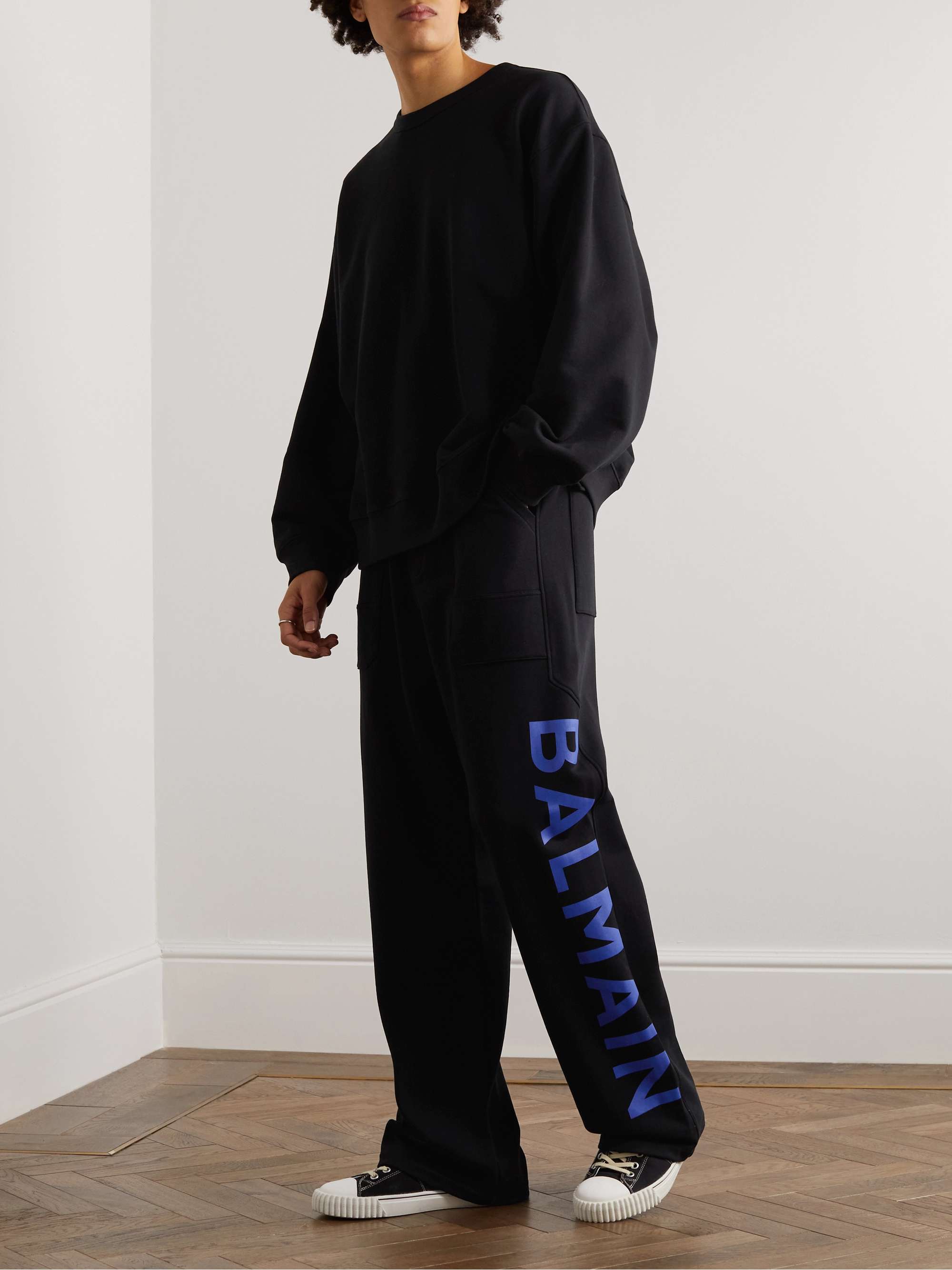 indre Forsømme utålmodig BALMAIN Straight-Leg Logo-Print Cotton-Jersey Sweatpants for Men | MR PORTER