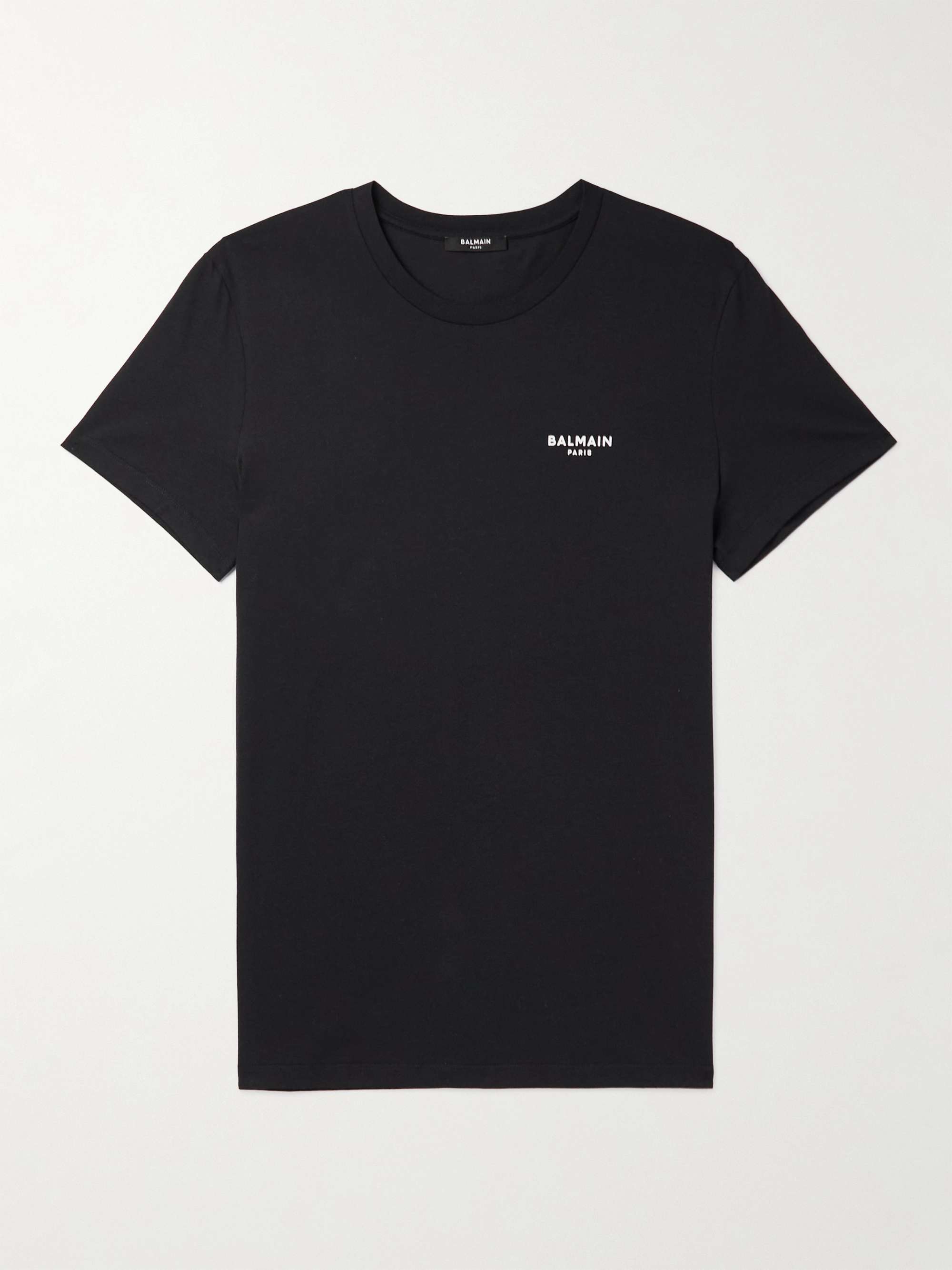 BALMAIN Logo-Flocked Cotton-Jersey T-Shirt for Men | MR PORTER