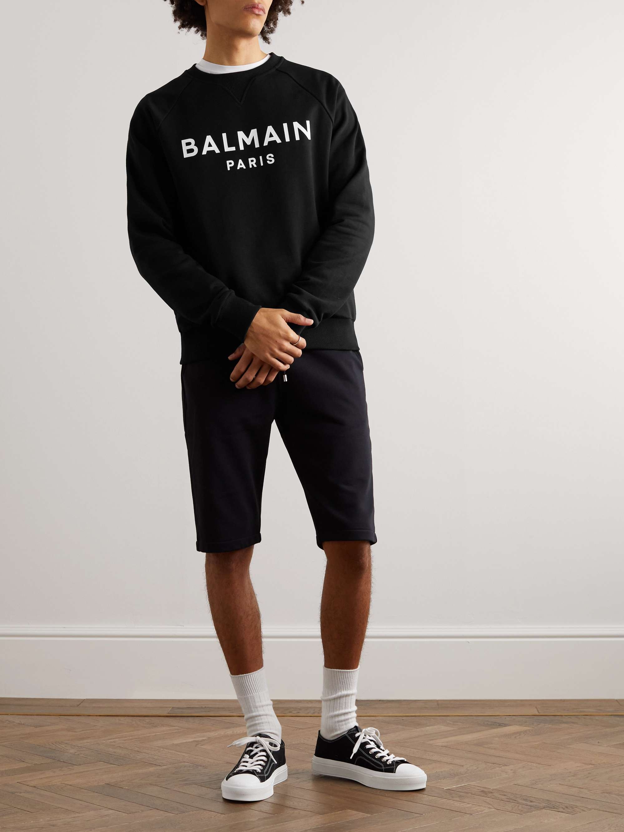 BALMAIN Logo-Print Cotton-Jersey Sweatshirt