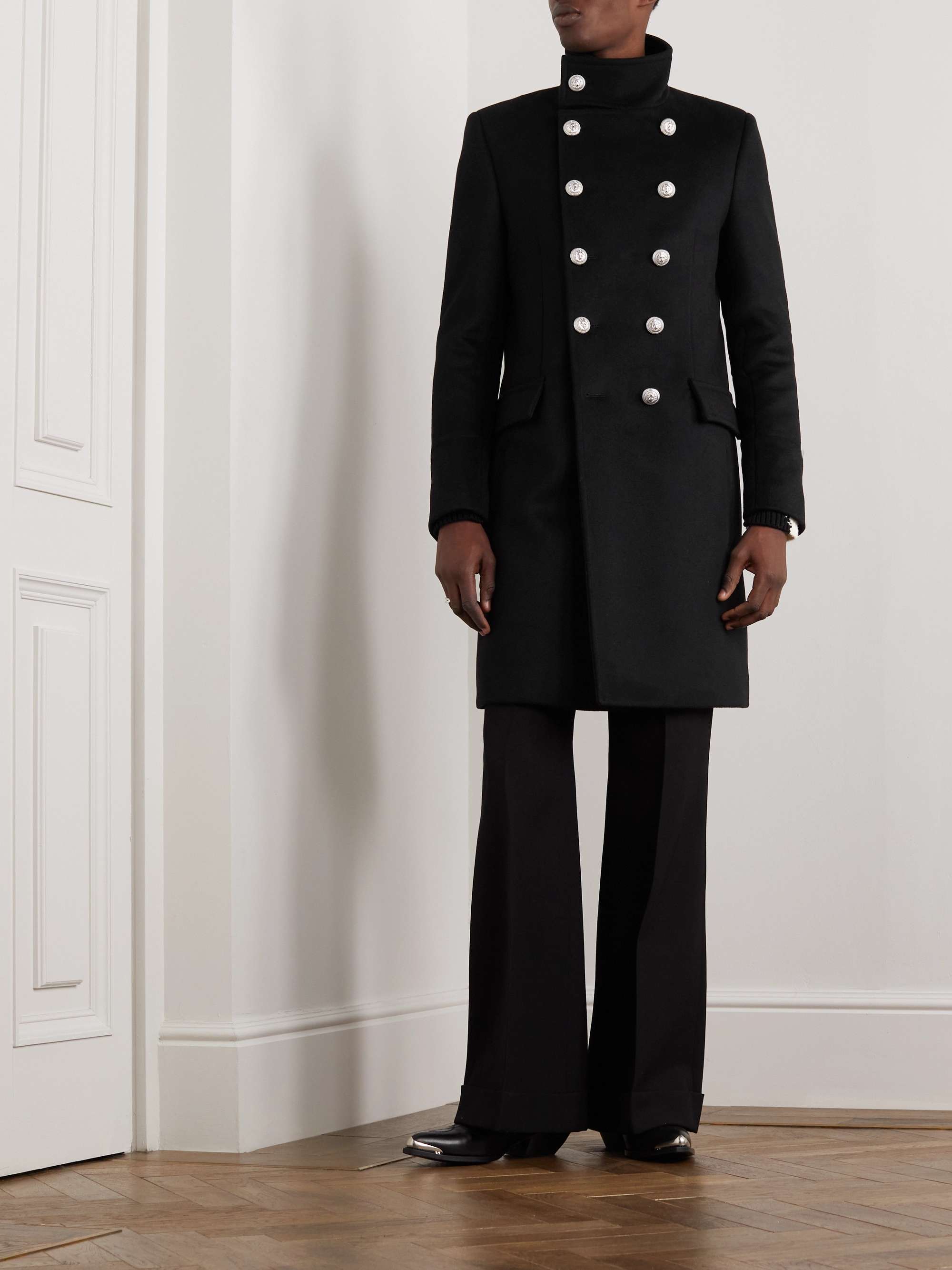 BALMAIN Double-Breasted Wool-Twill Coat for Men | MR PORTER