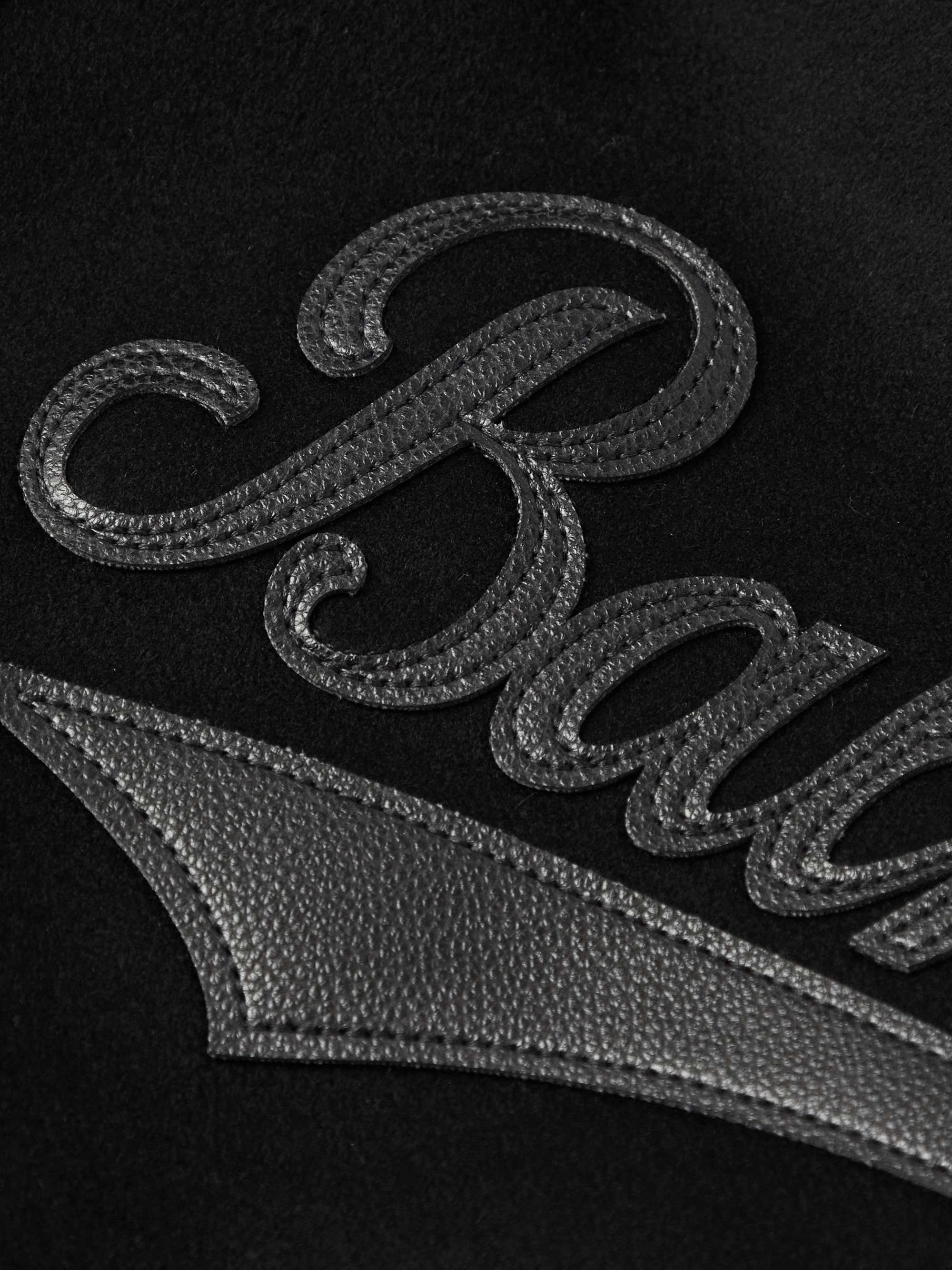 BALMAIN Logo-Appliquéd Wool and Leather Varsity Jacket for Men | MR PORTER