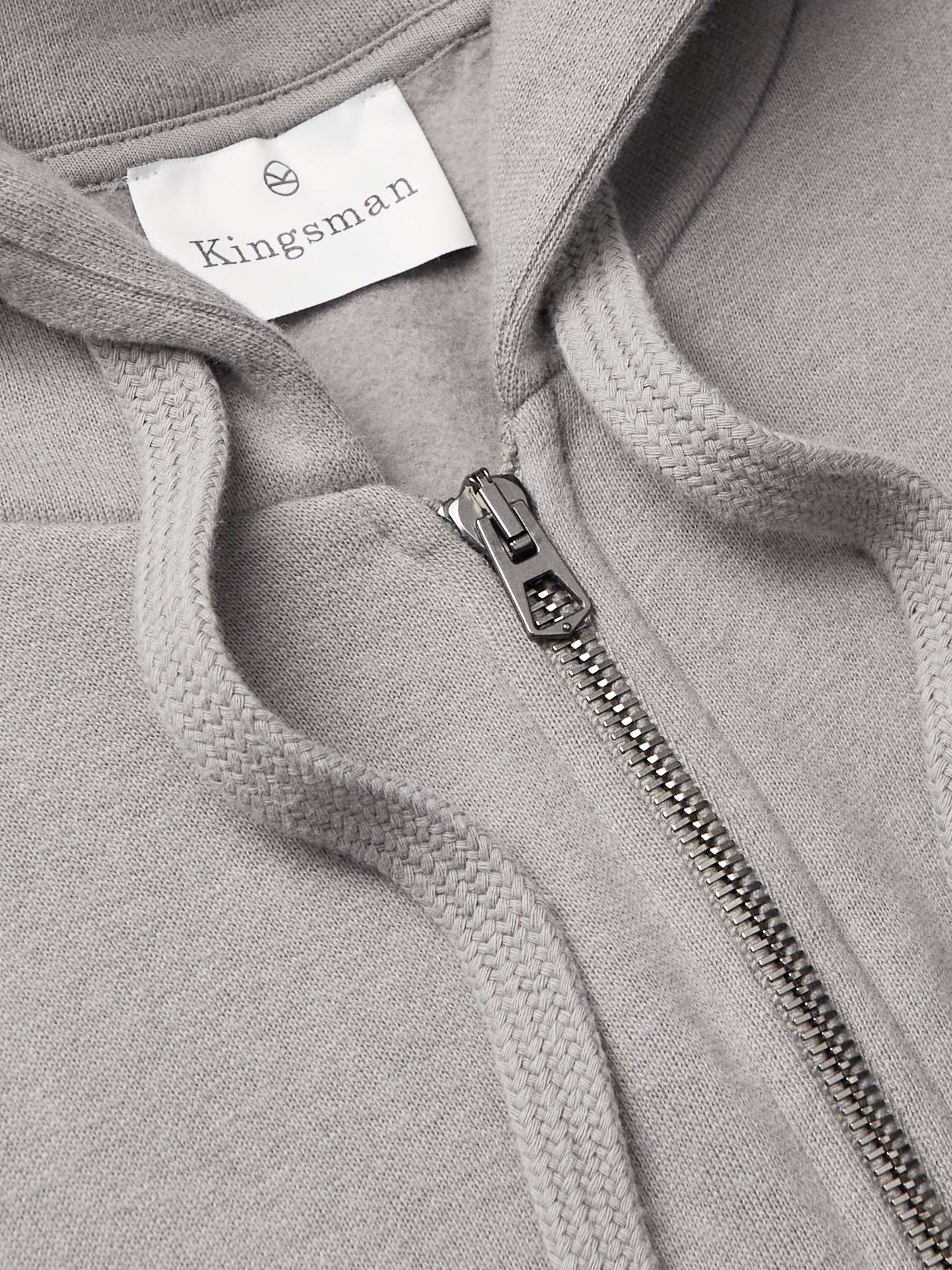 KINGSMAN Cotton and Cashmere-Blend Zip-Up Hoodie