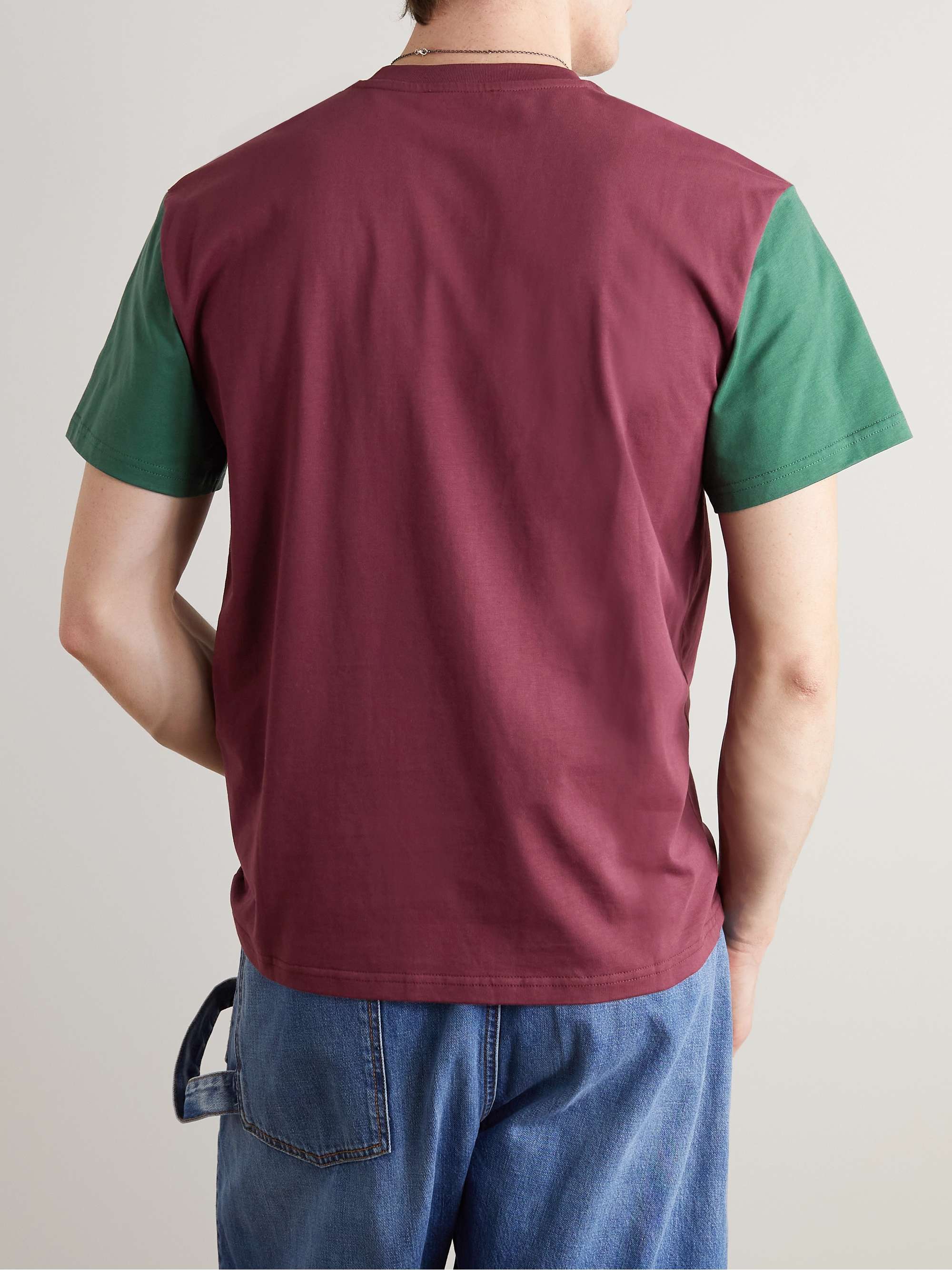 JW ANDERSON Logo-Appliquéd Two-Tone Cotton-Jersey T-Shirt