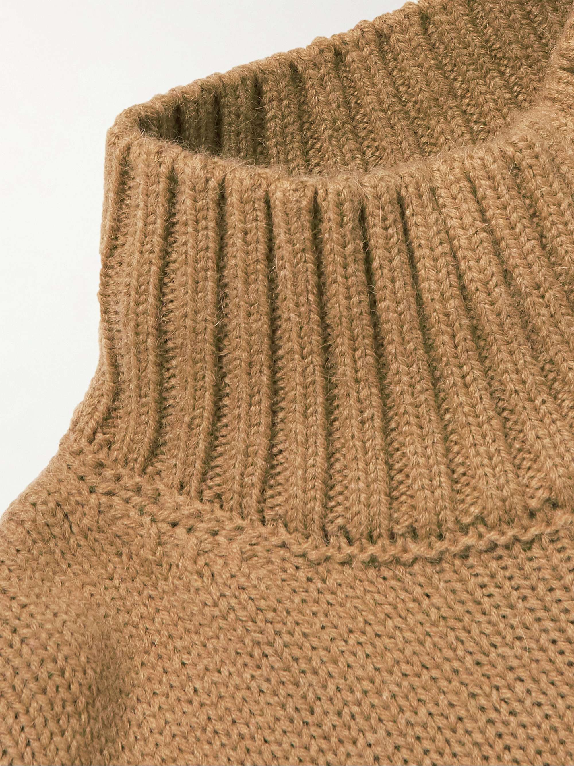 JW ANDERSON Oversized Logo-Embroidered Two-Tone Knitted Rollneck Sweater