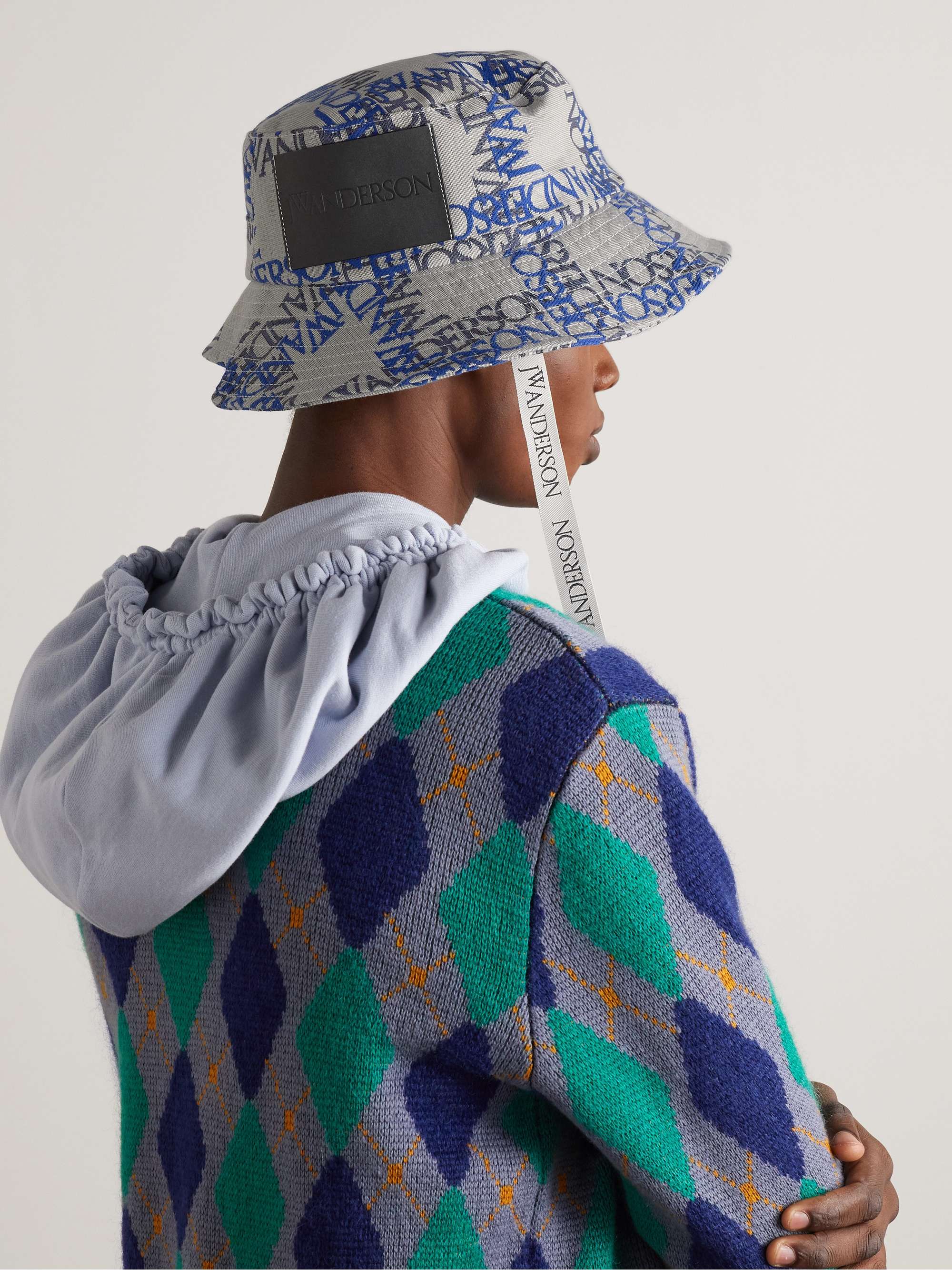 JW ANDERSON Asymmetric Logo-Jacquard Cotton-Blend Canvas Bucket Hat