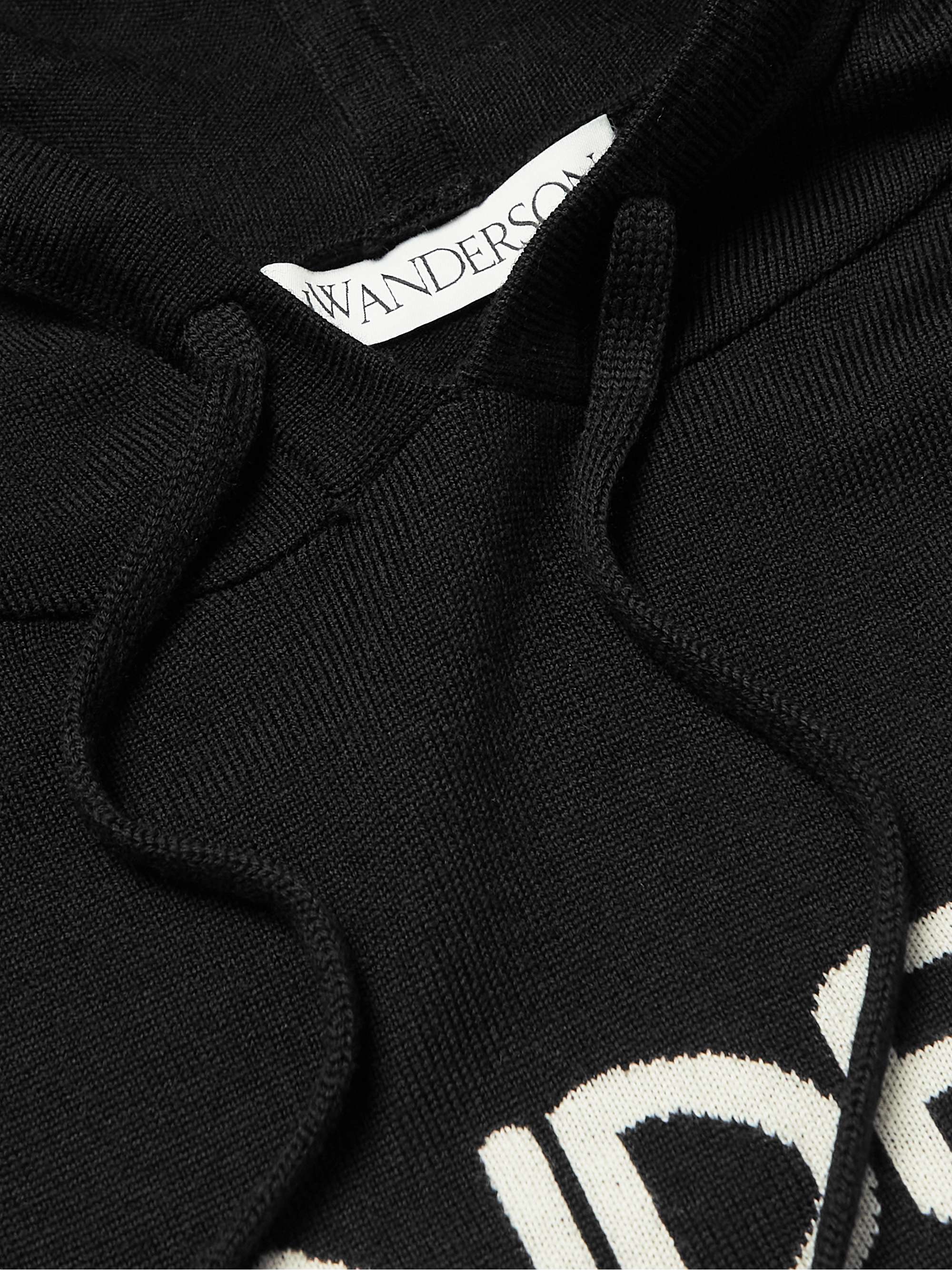 JW ANDERSON Logo-Intarsia Merino Wool Hoodie