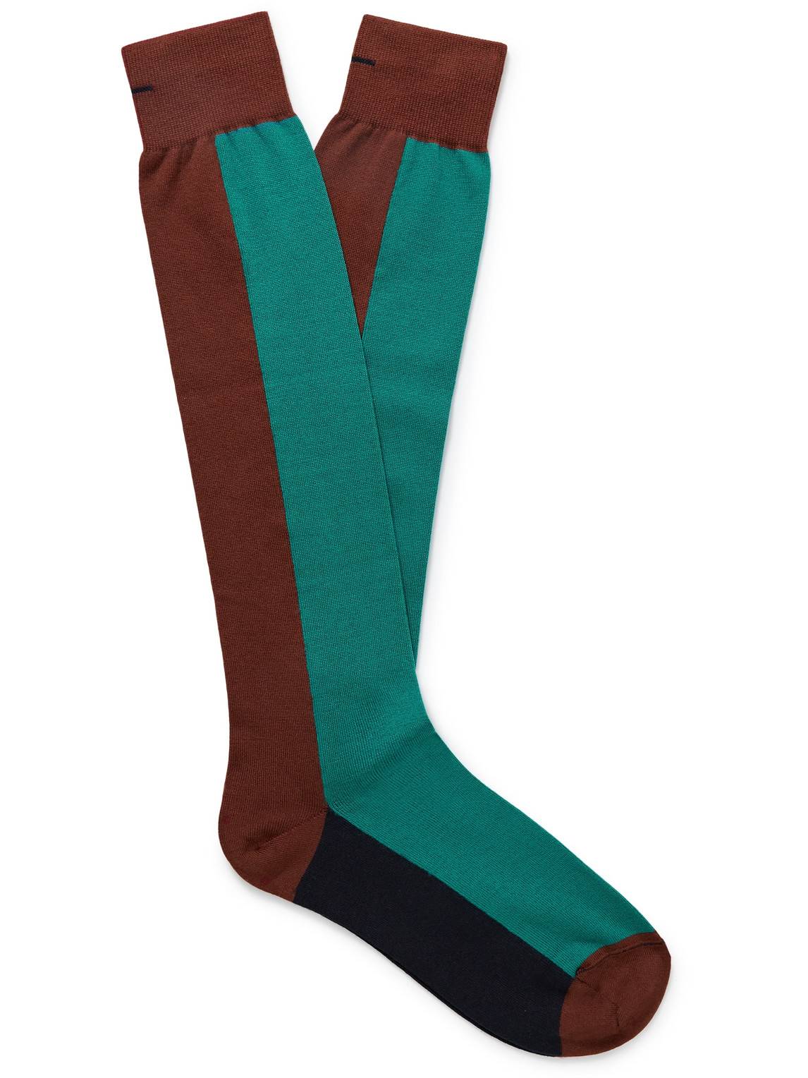 Loro Piana Colour-block Wool Socks In Brown