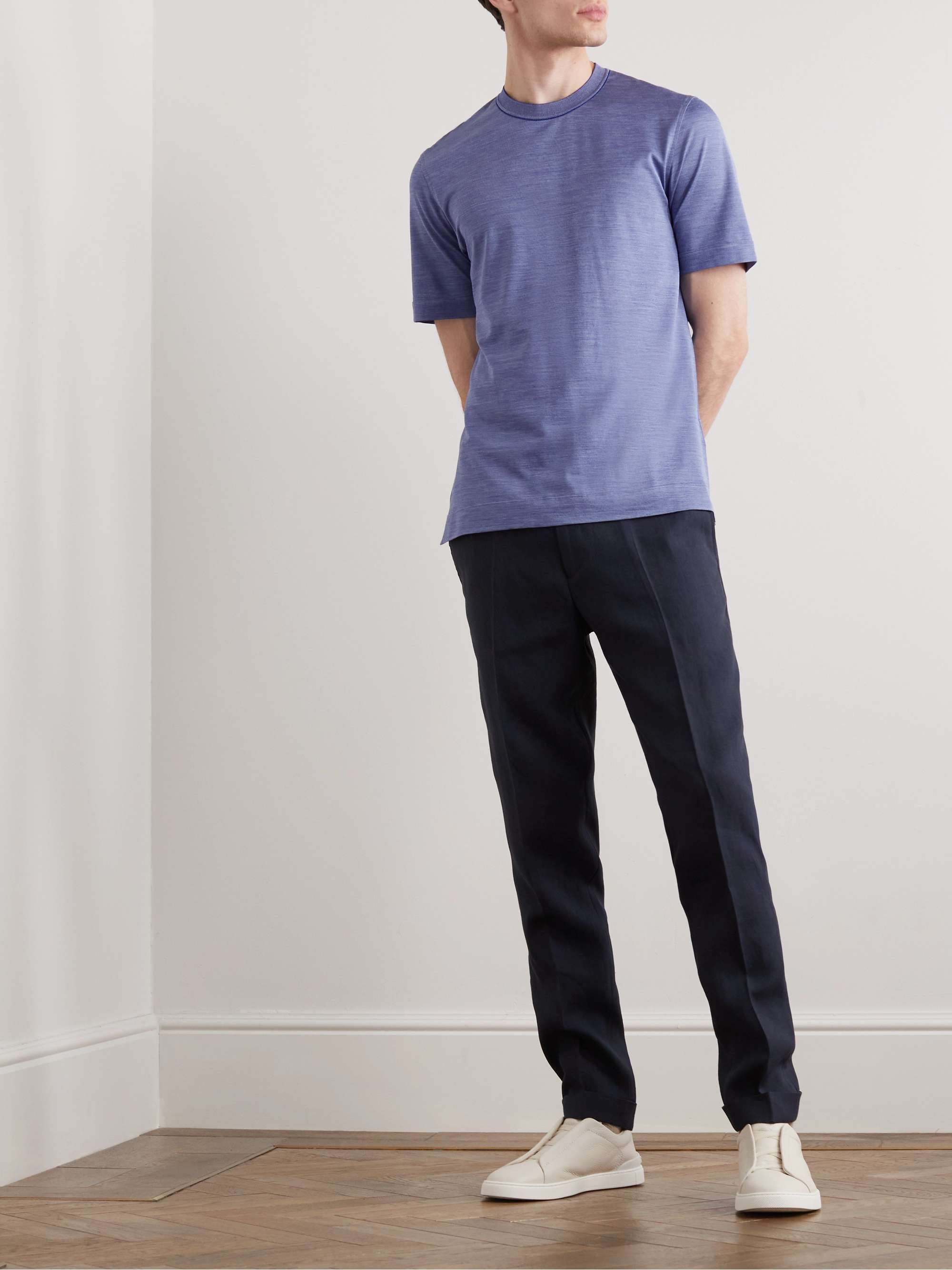 ZEGNA Silk and Linen-Blend Piqué T-Shirt