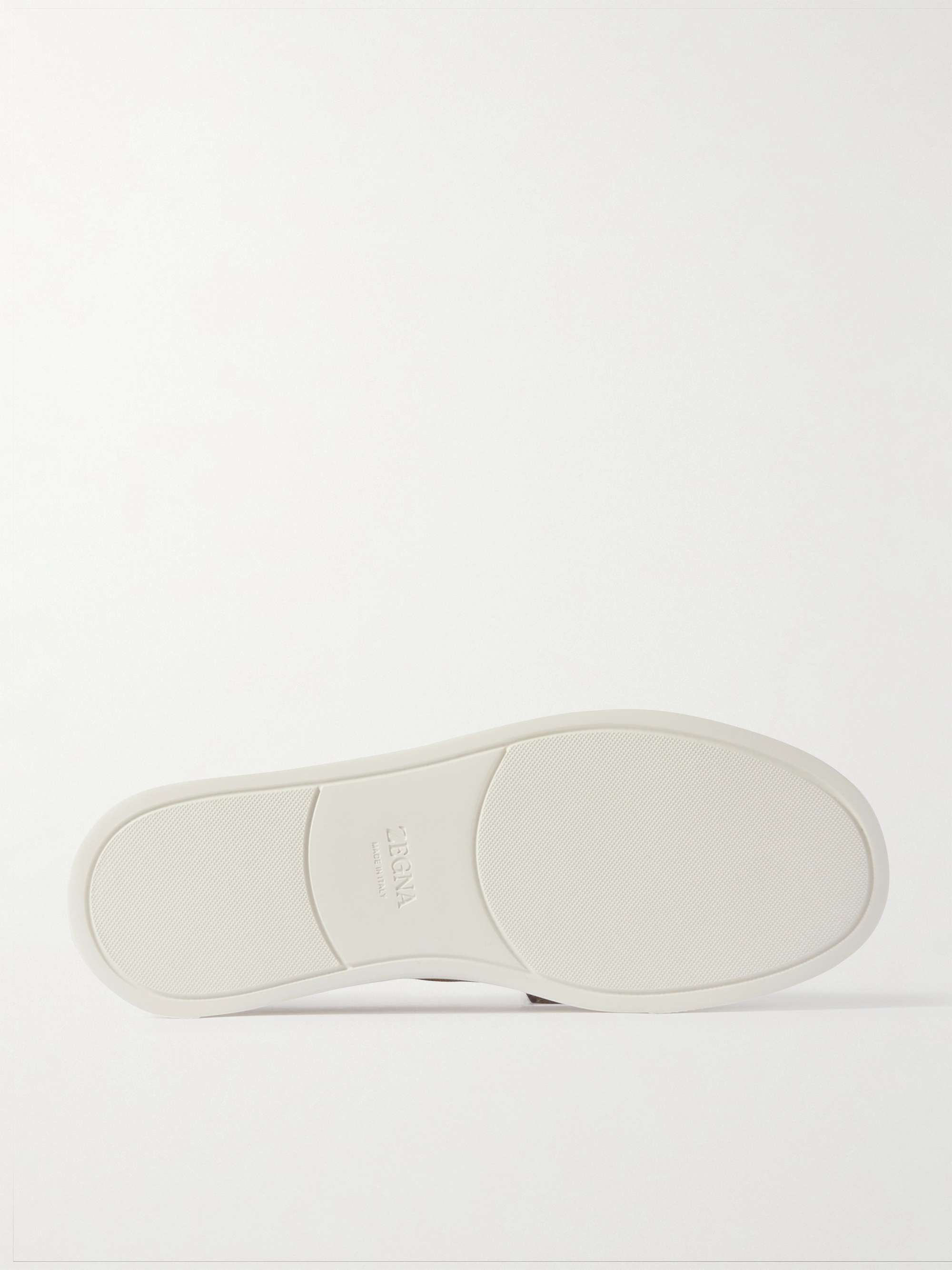 ZEGNA Leather-Trimmed Canvas Slip-On Sneakers