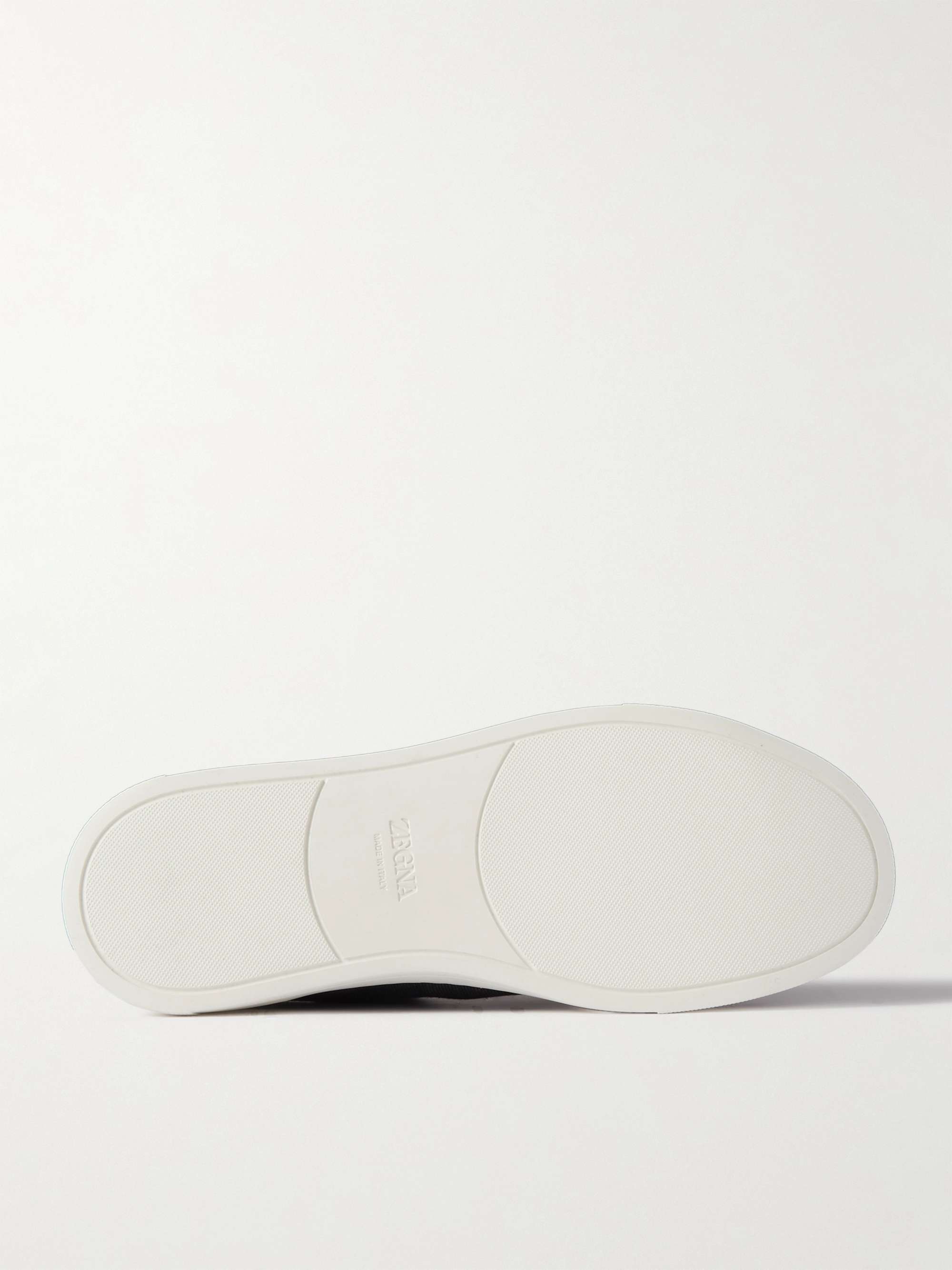 ZEGNA Leather-Trimmed Canvas Slip-On Sneakers