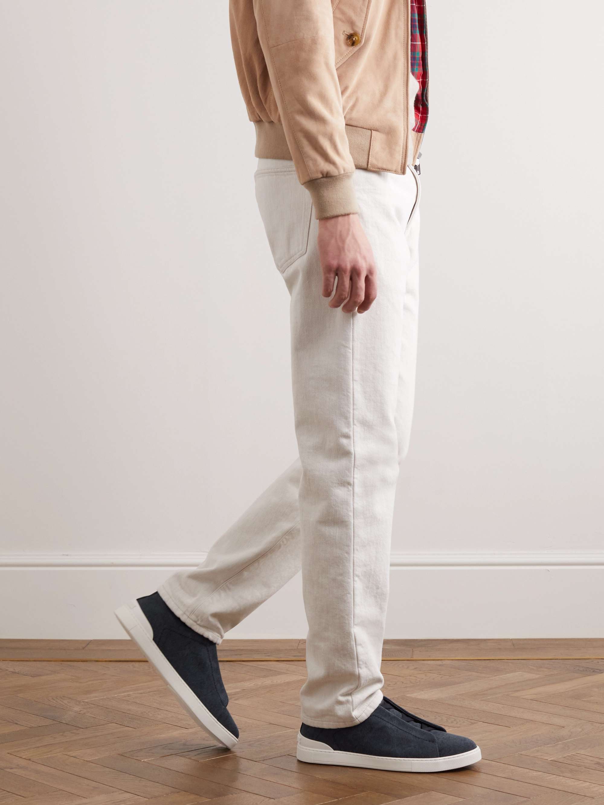 ZEGNA Leather-Trimmed Canvas Slip-On Sneakers