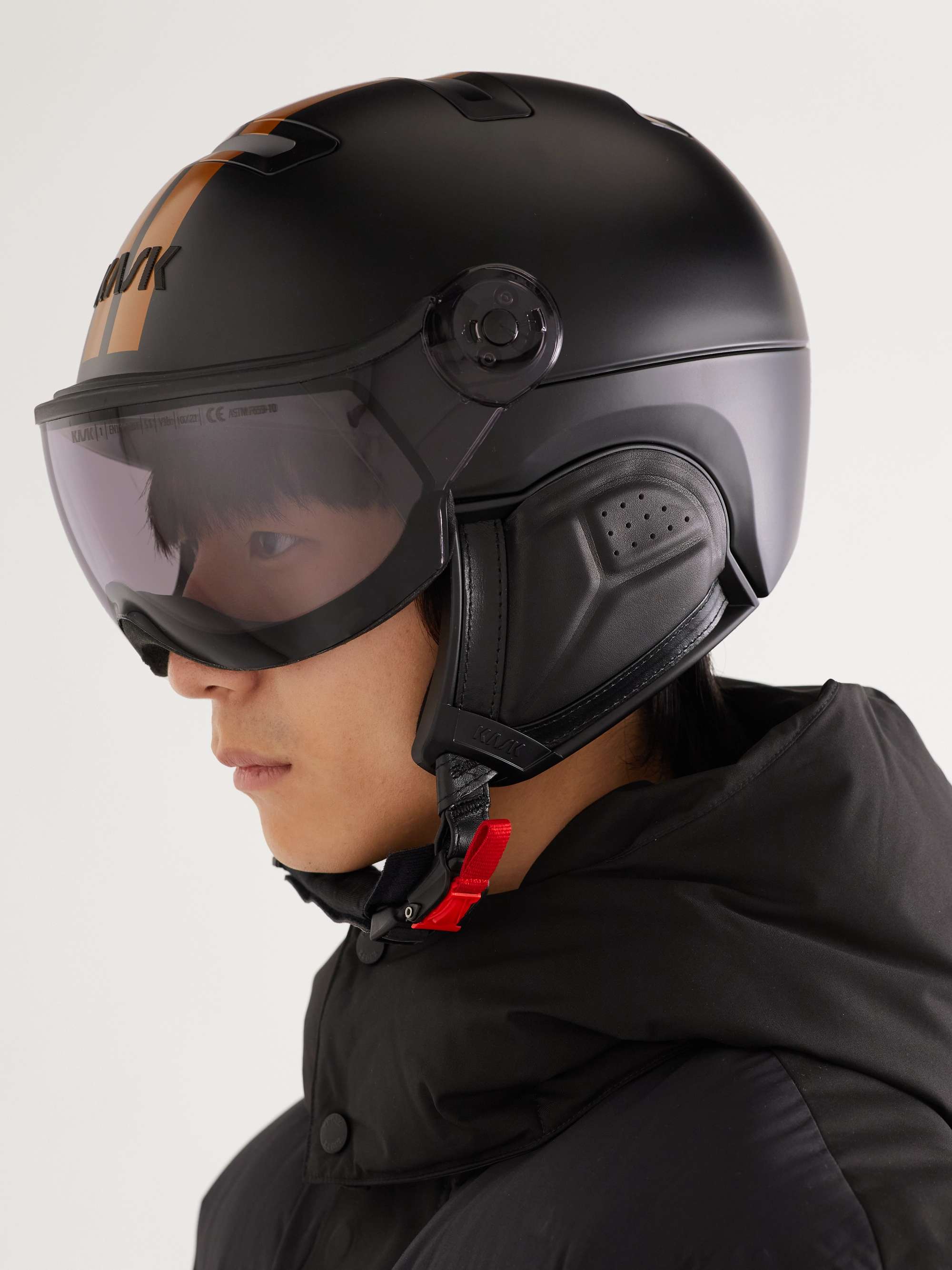 ZEGNA +KASK Piuma Logo-Print Striped Ski Helmet