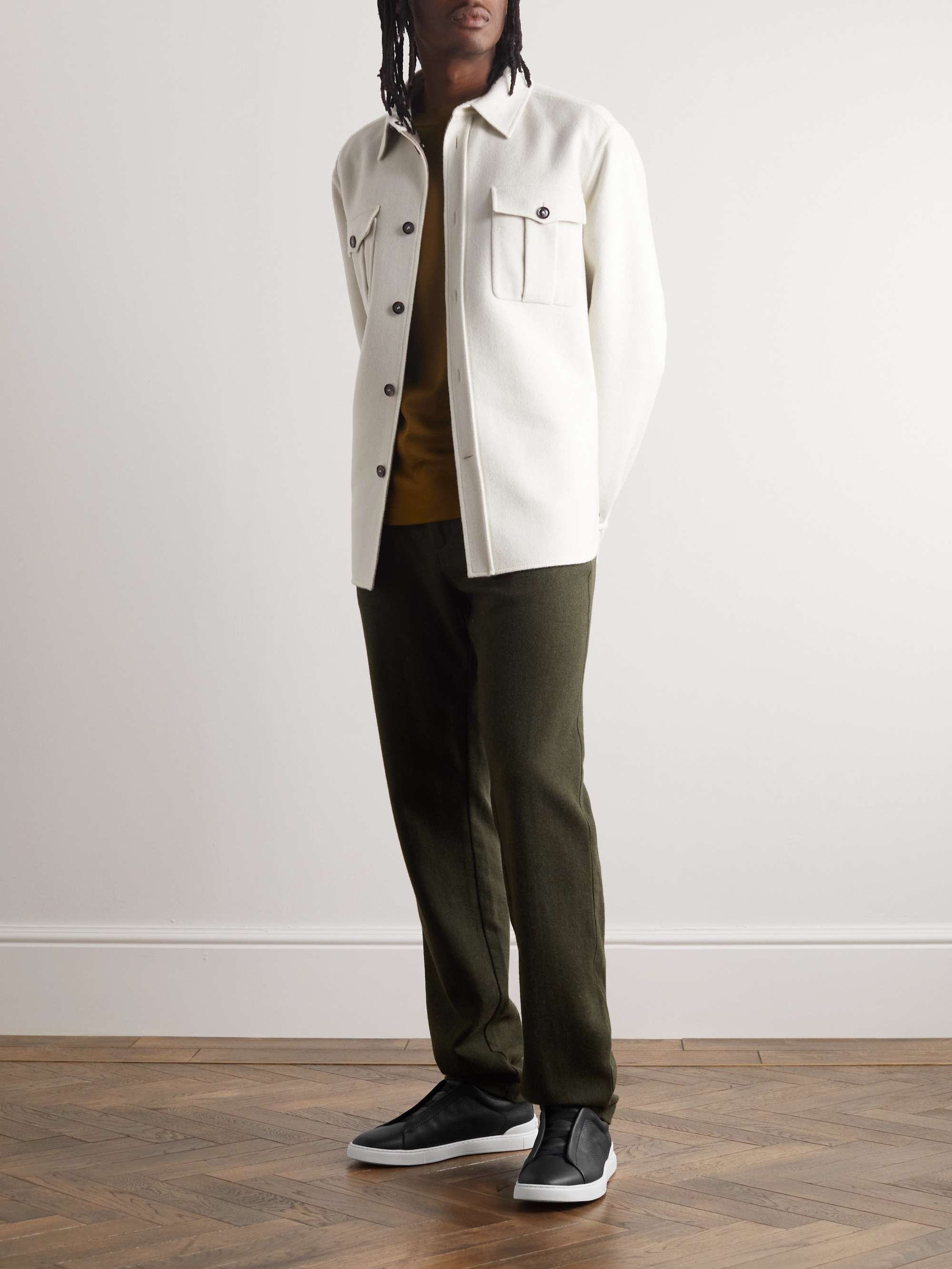 ZEGNA Triple Stitch Full-Grain Leather Sneakers
