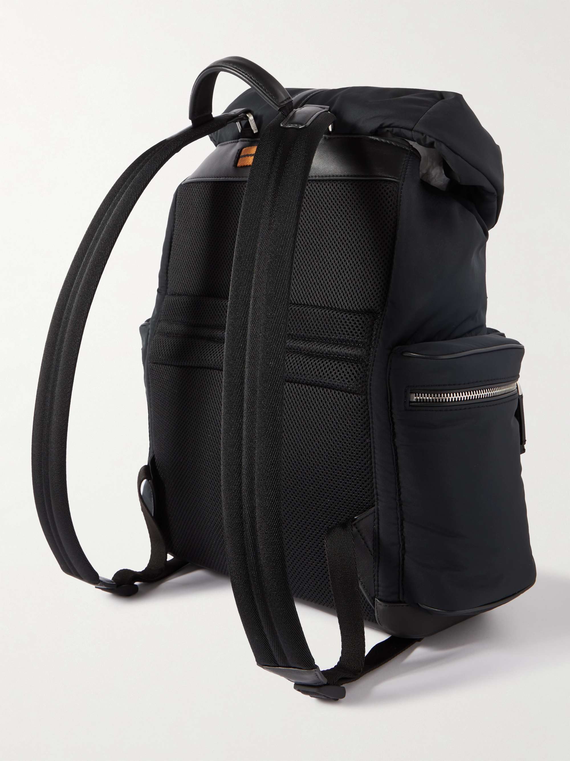 ZEGNA Leather-Trimmed Shell Backpack