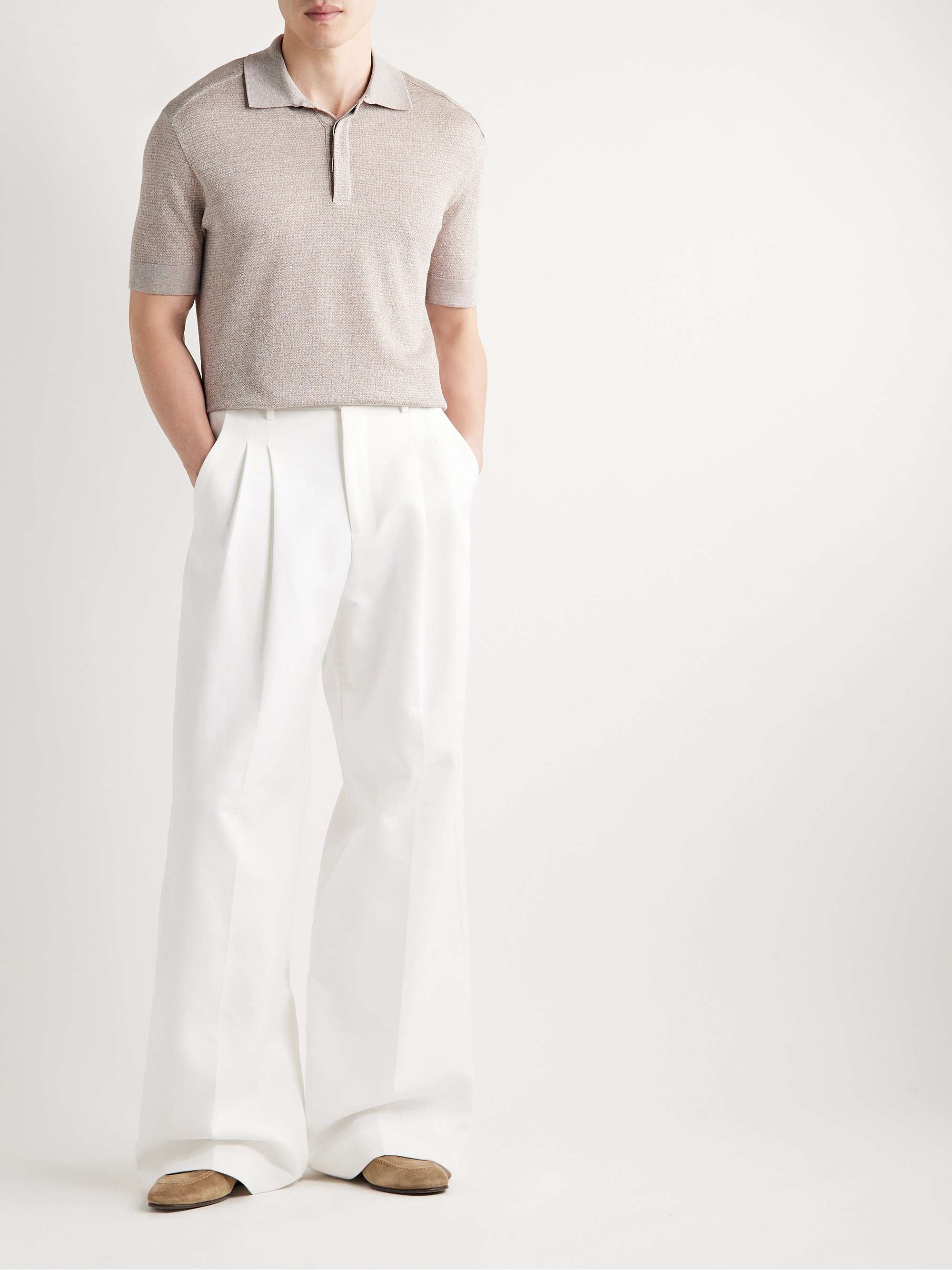 Cotton, Linen and Silk-Blend Polo Shirt