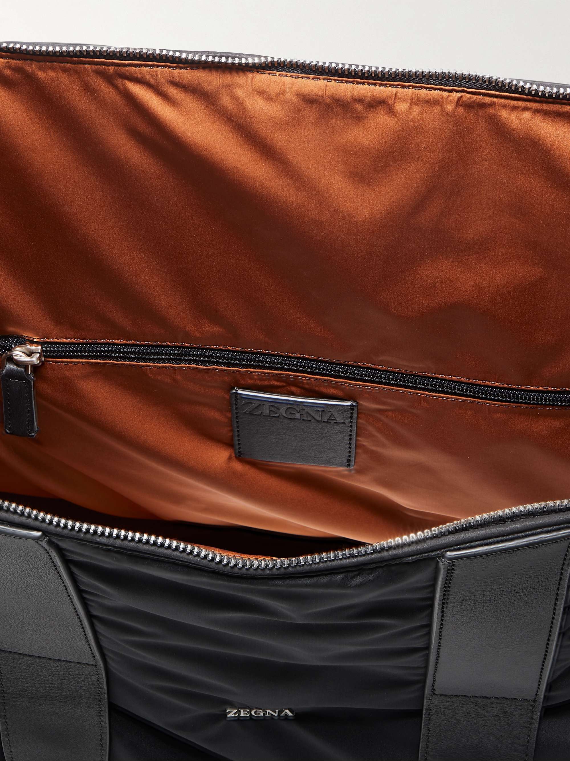 ZEGNA Raglan Leather-Trimmed Shell Holdall