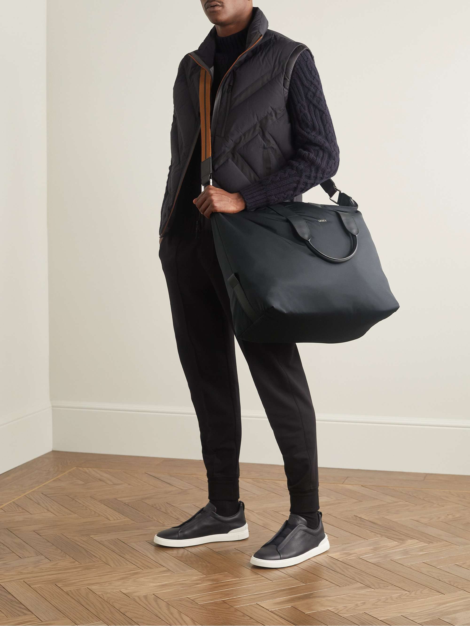 ZEGNA Raglan Leather-Trimmed Shell Holdall