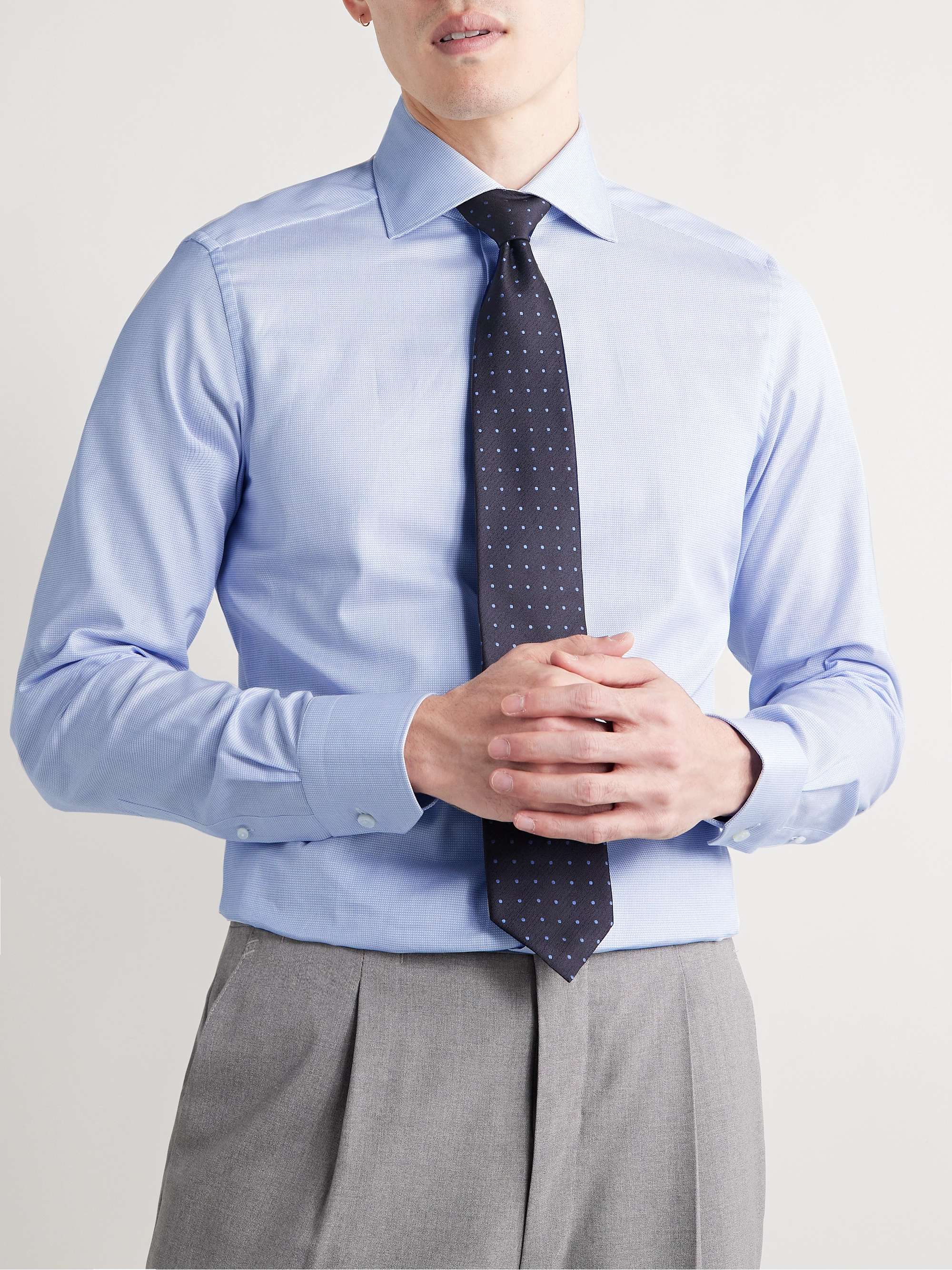 ZEGNA Trofeo Slim-Fit Cutaway-Collar Cotton-Blend Twill Shirt
