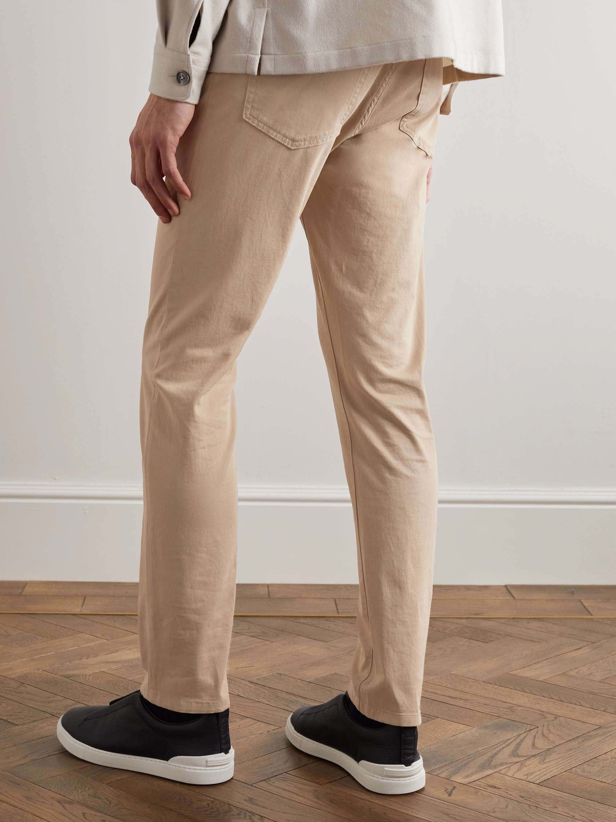 ZEGNA Brushed Cotton-Blend Trousers