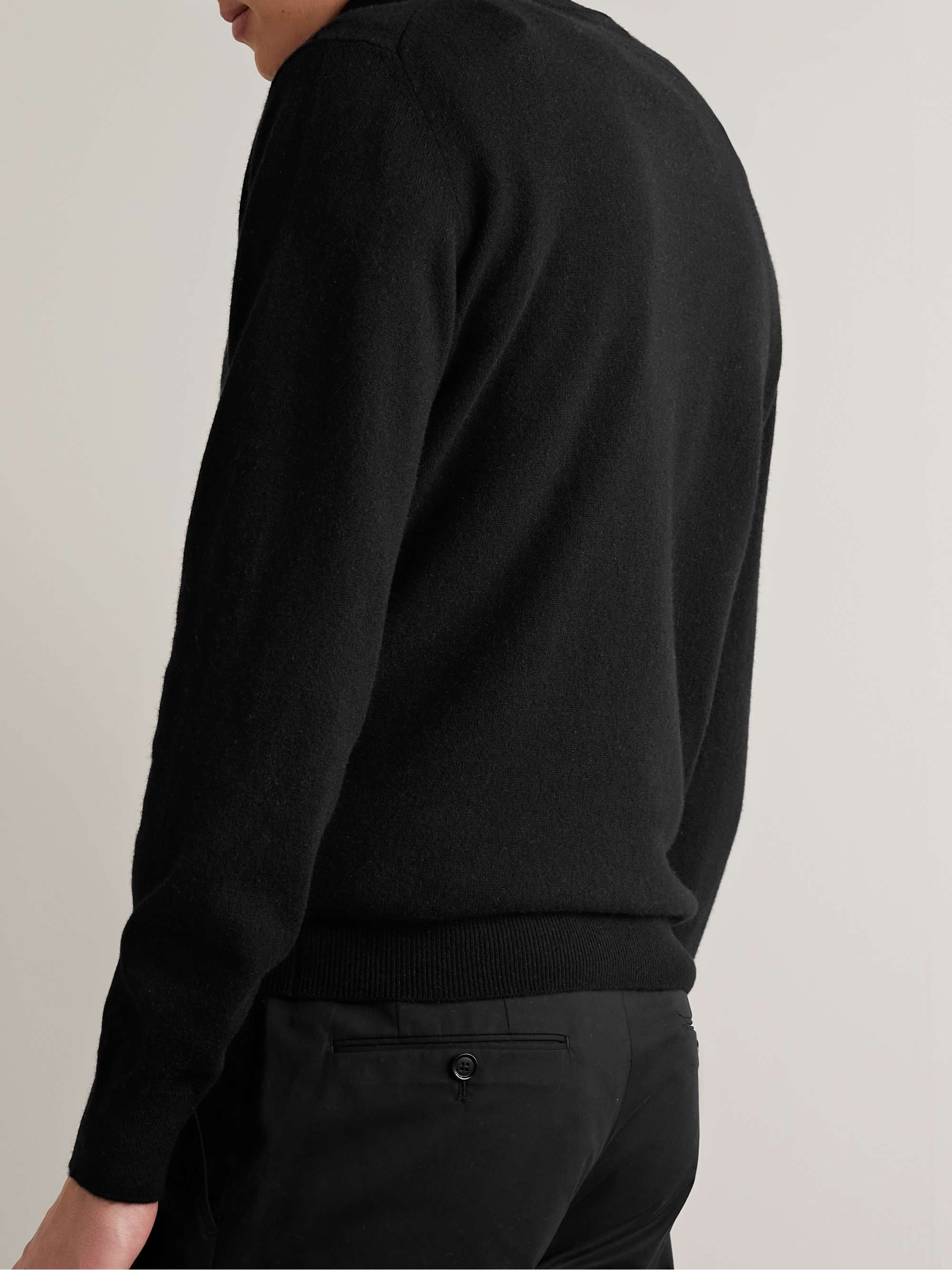 ZEGNA Oasi Nubuck-Trimmed Cashmere Half-Zip Sweater for Men | MR PORTER