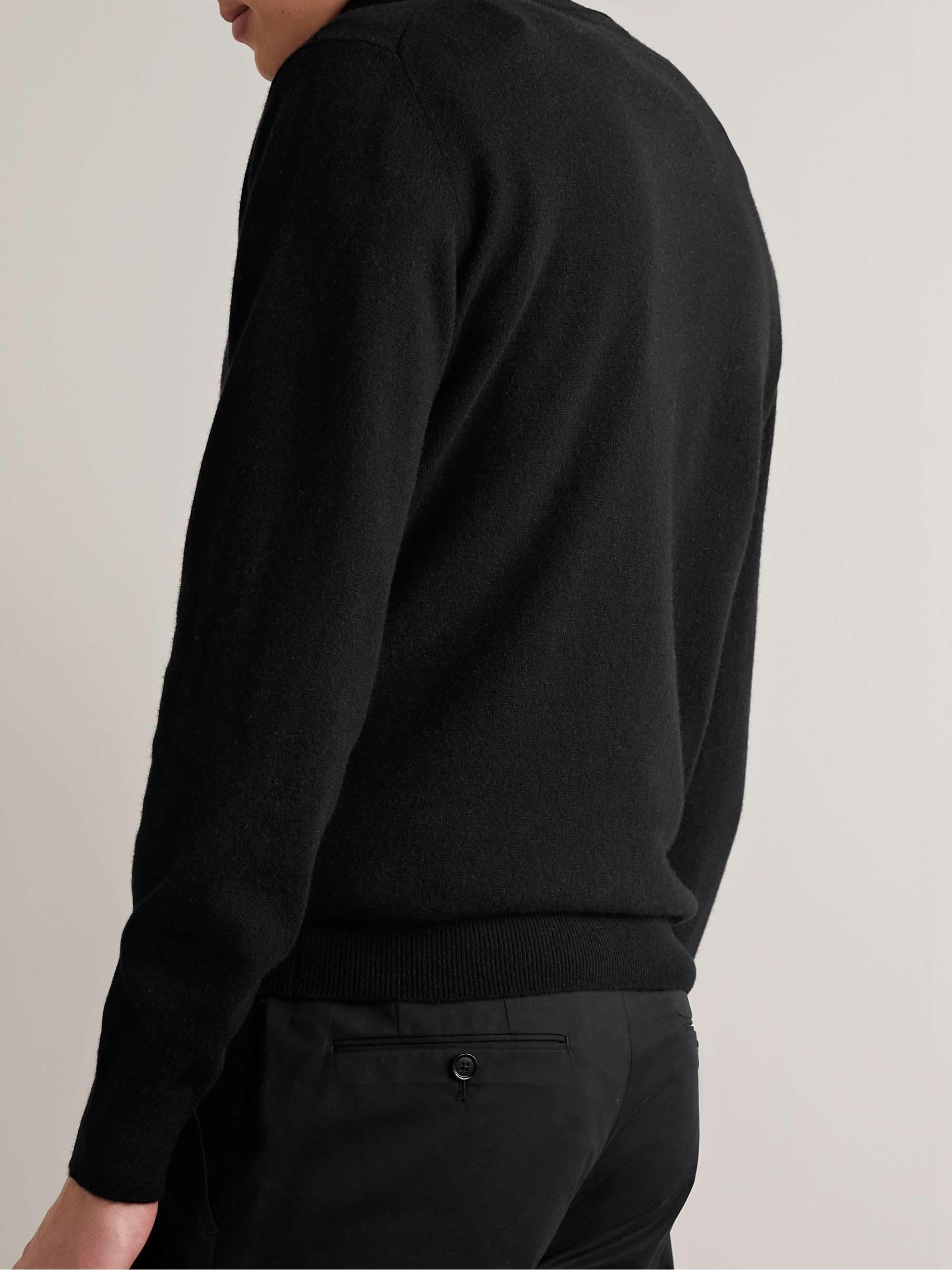 ZEGNA Oasi Nubuck-Trimmed Cashmere Half-Zip Sweater