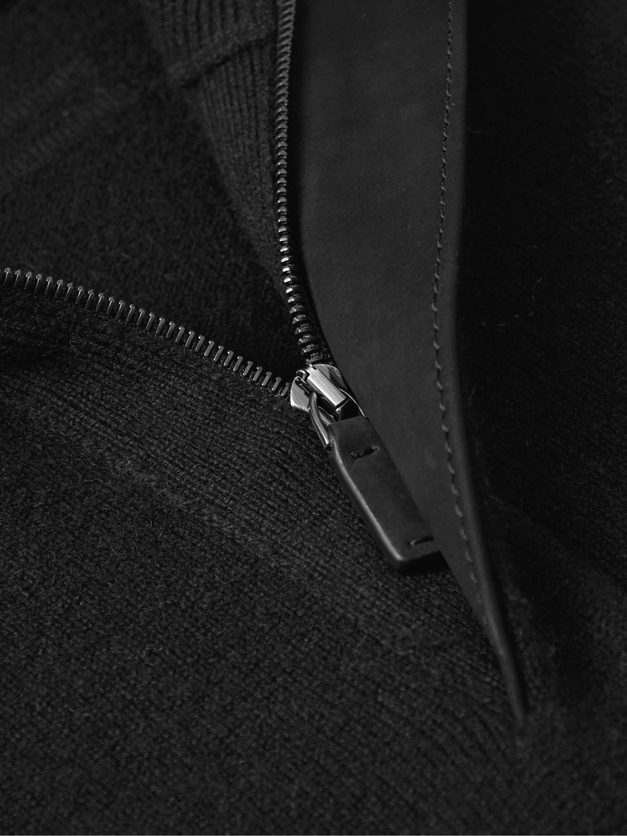 ZEGNA Oasi Nubuck-Trimmed Cashmere Half-Zip Sweater