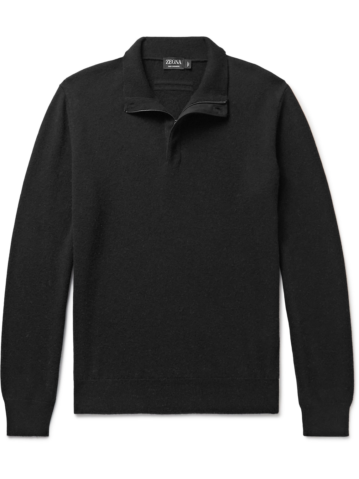 Zegna - Oasi Nubuck-Trimmed Cashmere Half-Zip Sweater - Men - Black - IT 46