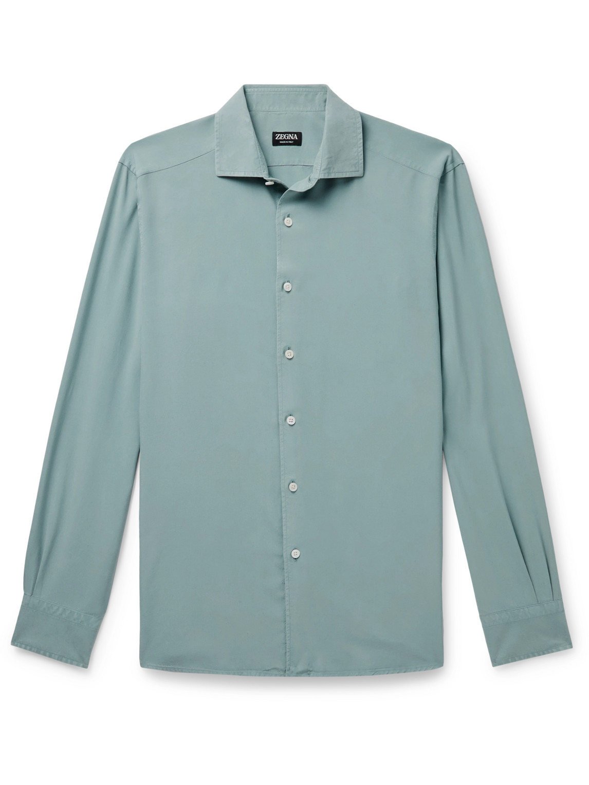 Zegna Men's Washed Silk Sport Shirt In Blue