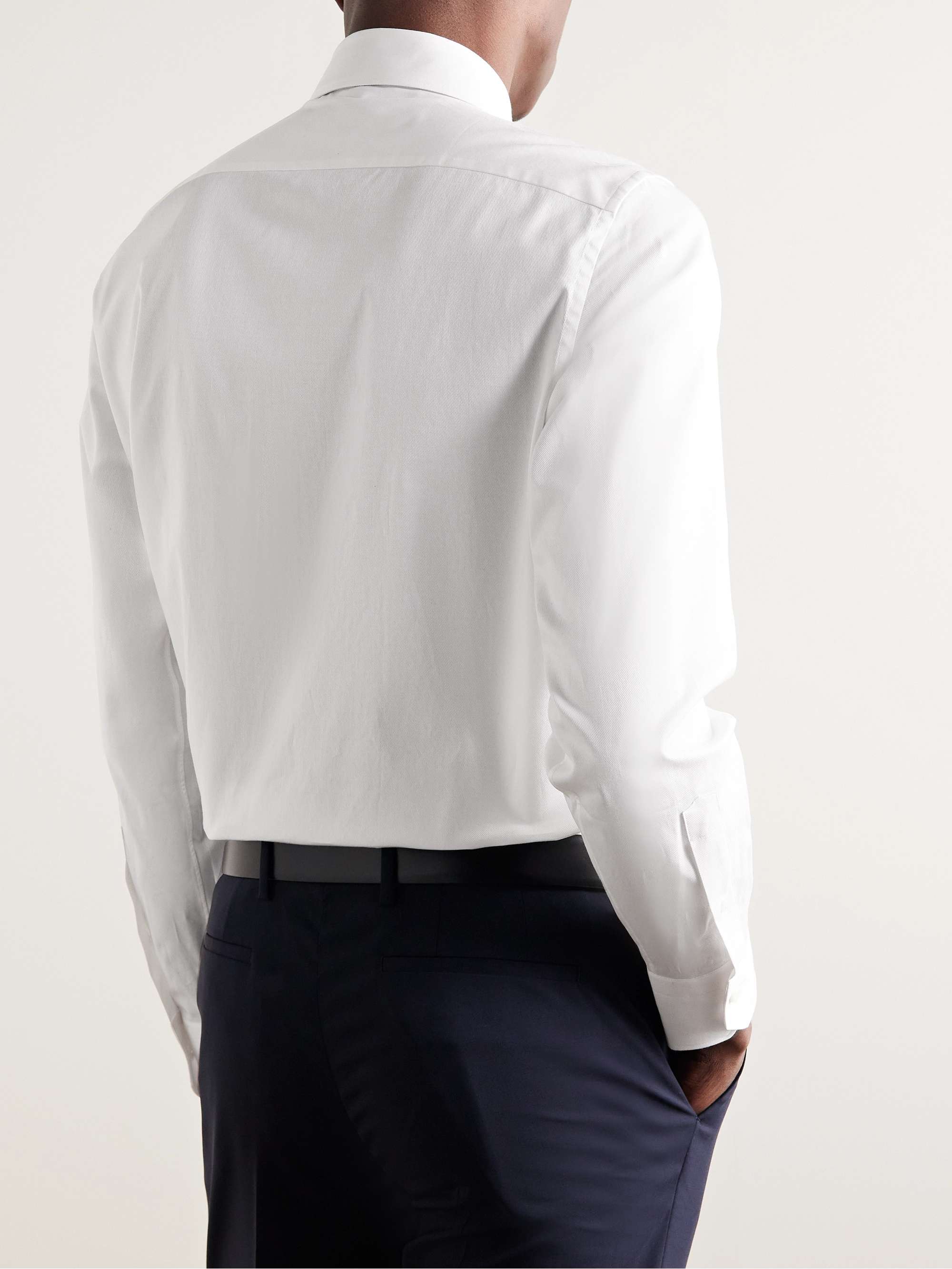 ZEGNA Slim-Fit Cutaway-Collar Stretch-Cotton Shirt