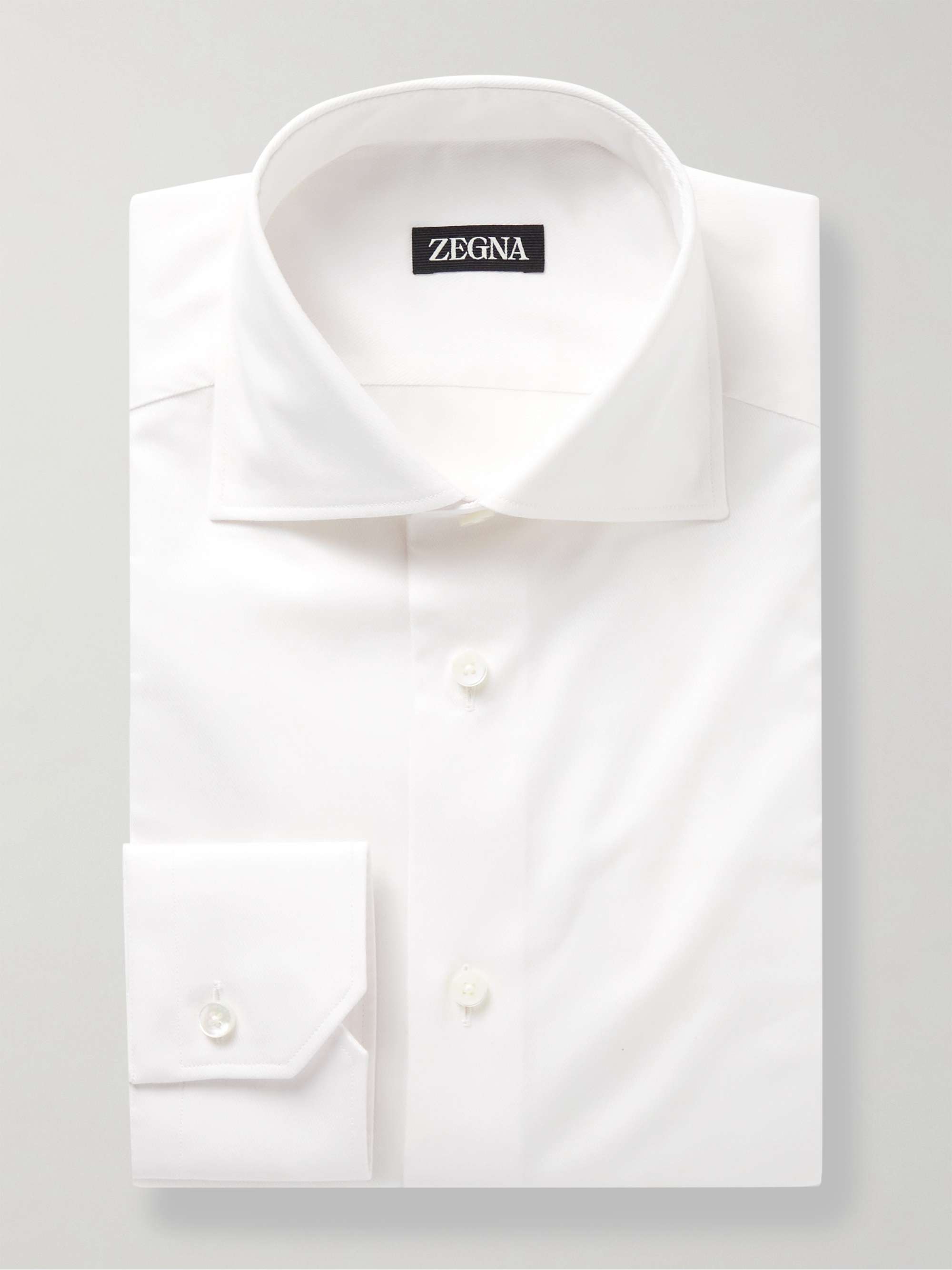 ZEGNA Slim-Fit Cutaway-Collar Stretch-Cotton Shirt
