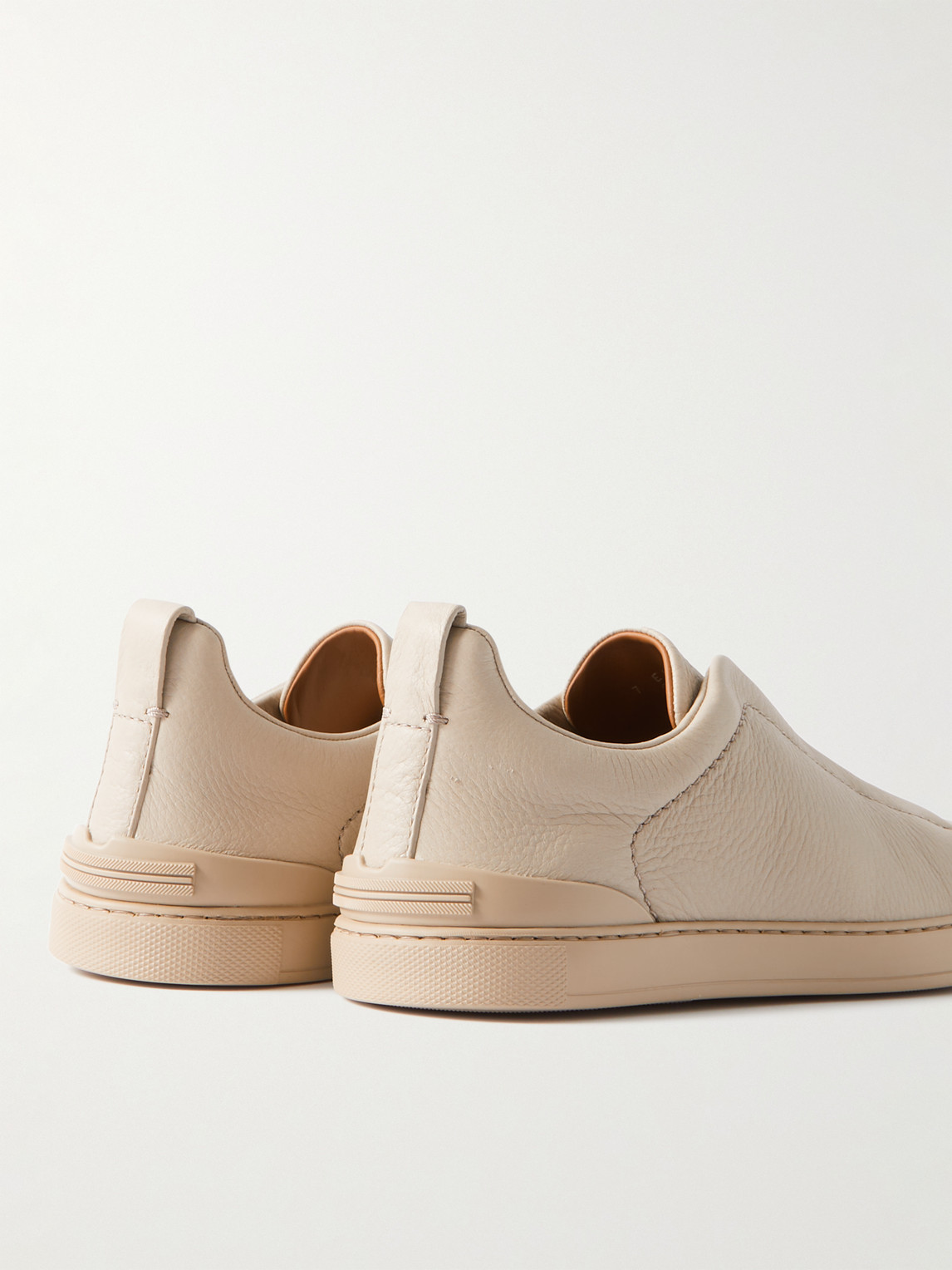 Zegna Triple Stitch Suede Sneaker In Neutrals