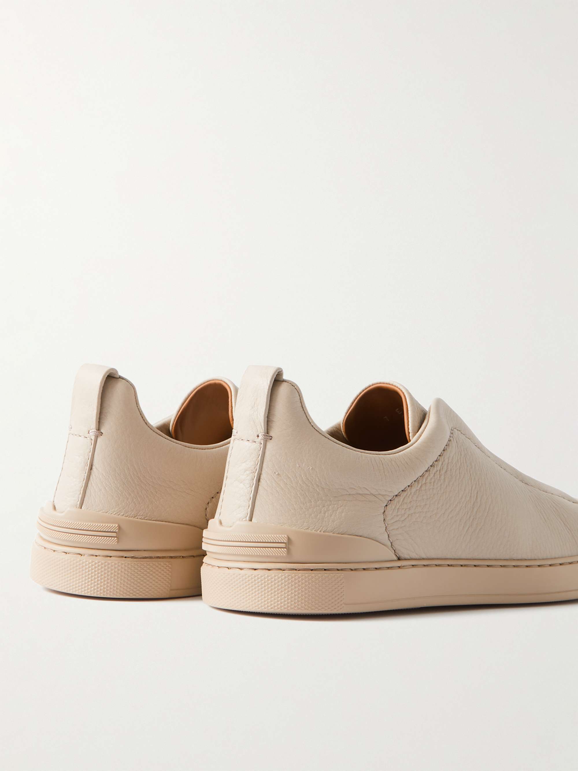 ZEGNA Triple Stitch Full-Grain Leather Sneakers