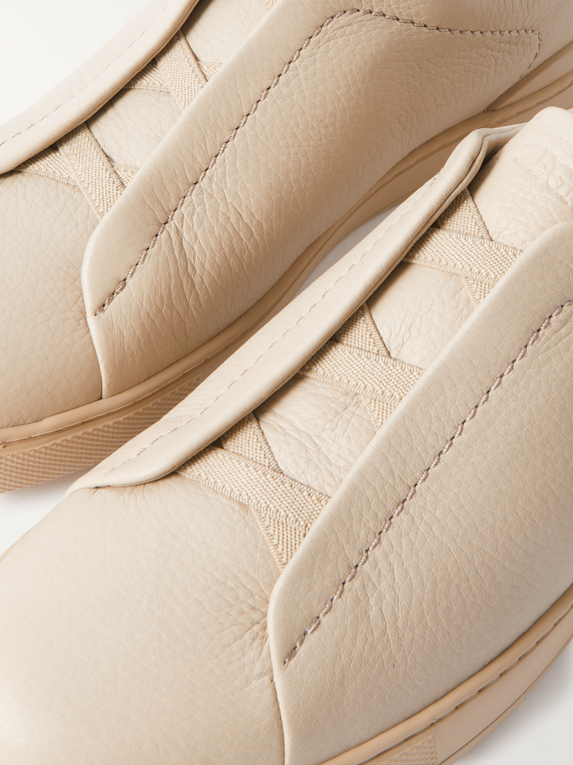Zegna Triple Stitch Suede Sneaker In Neutrals