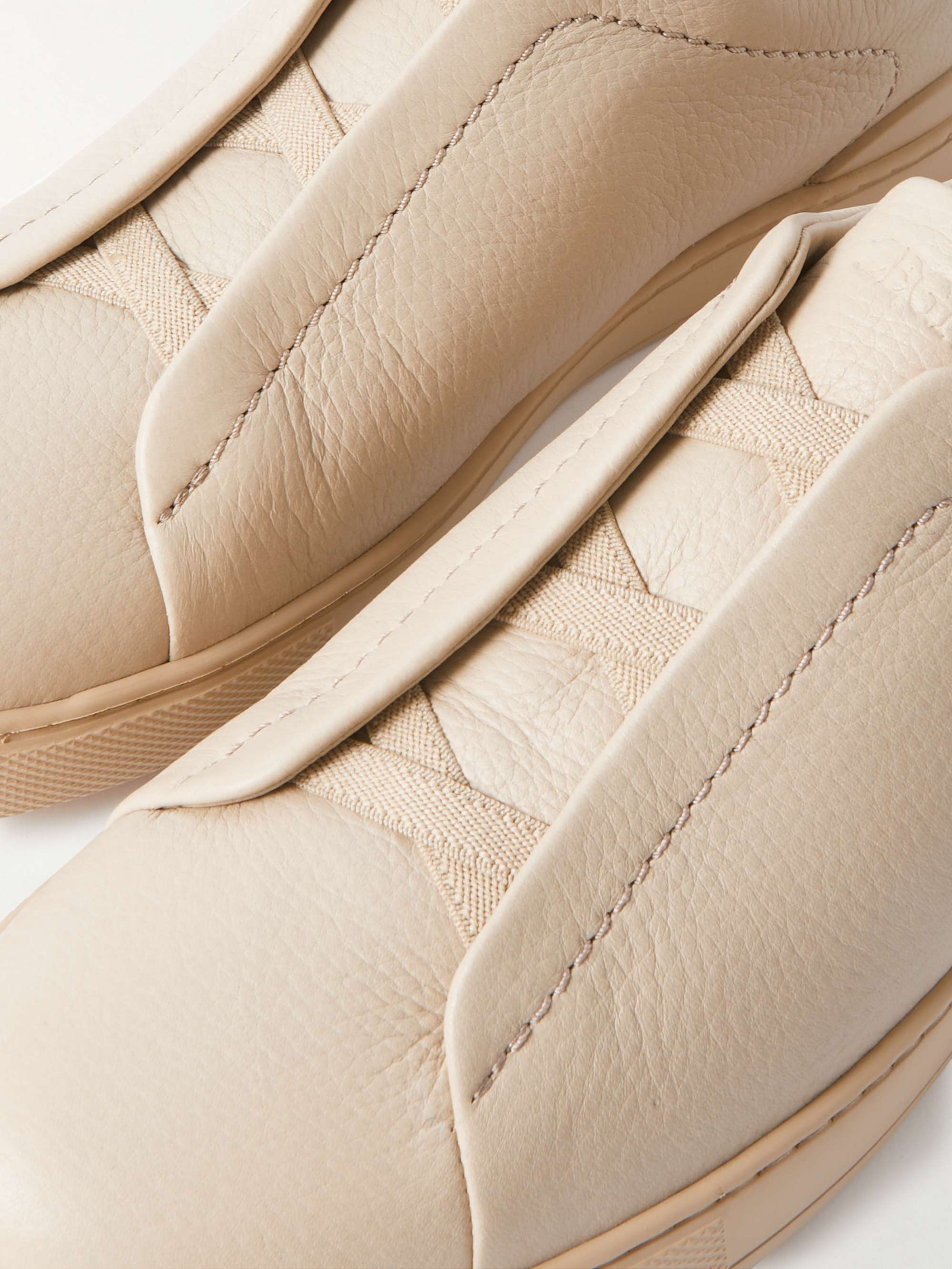 ZEGNA Triple Stitch Full-Grain Leather Sneakers