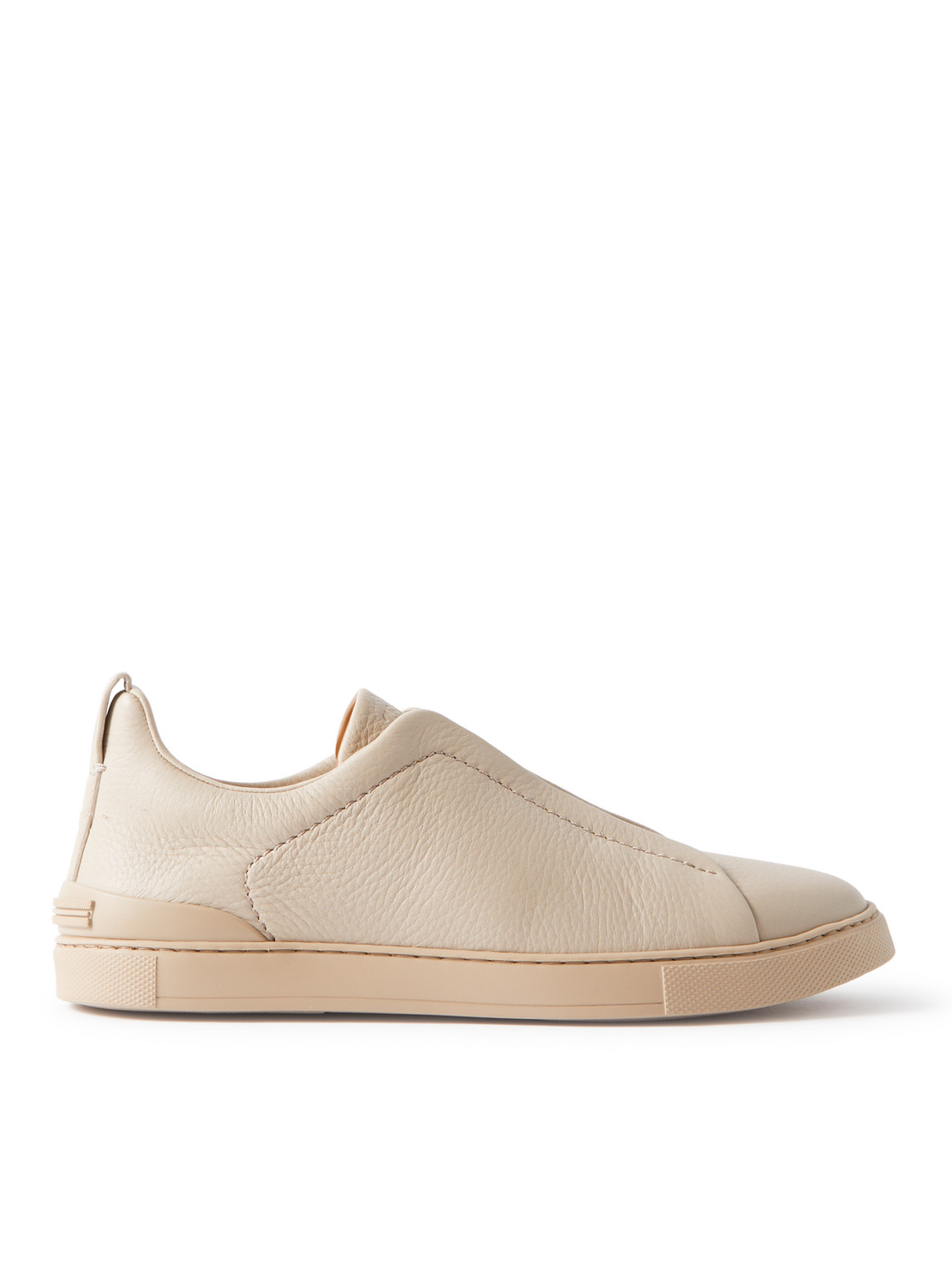 Zegna - Triple Stitch™ Full-Grain Leather Slip-On Sneakers - Men - Neutrals - UK 7.5