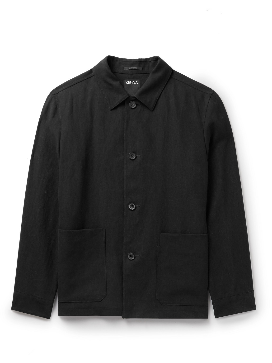 Zegna Linen Chore Jacket In Black