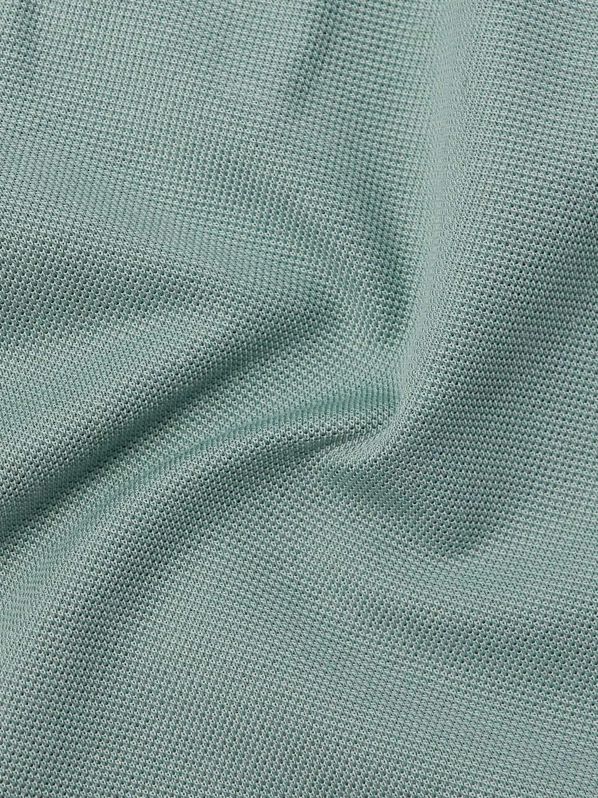 ZEGNA Leather-Trimmed Cotton-Piqué Polo Shirt